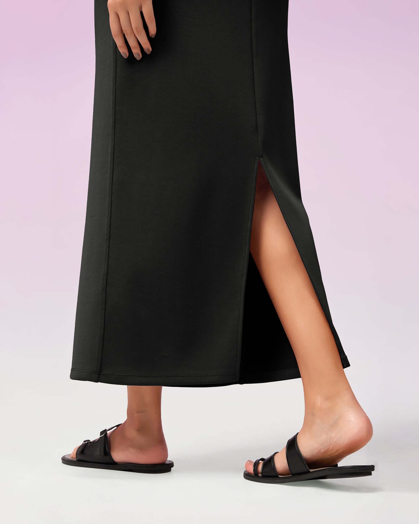 Modal Soft Back Slit Casual Maxi Skirts - ododos