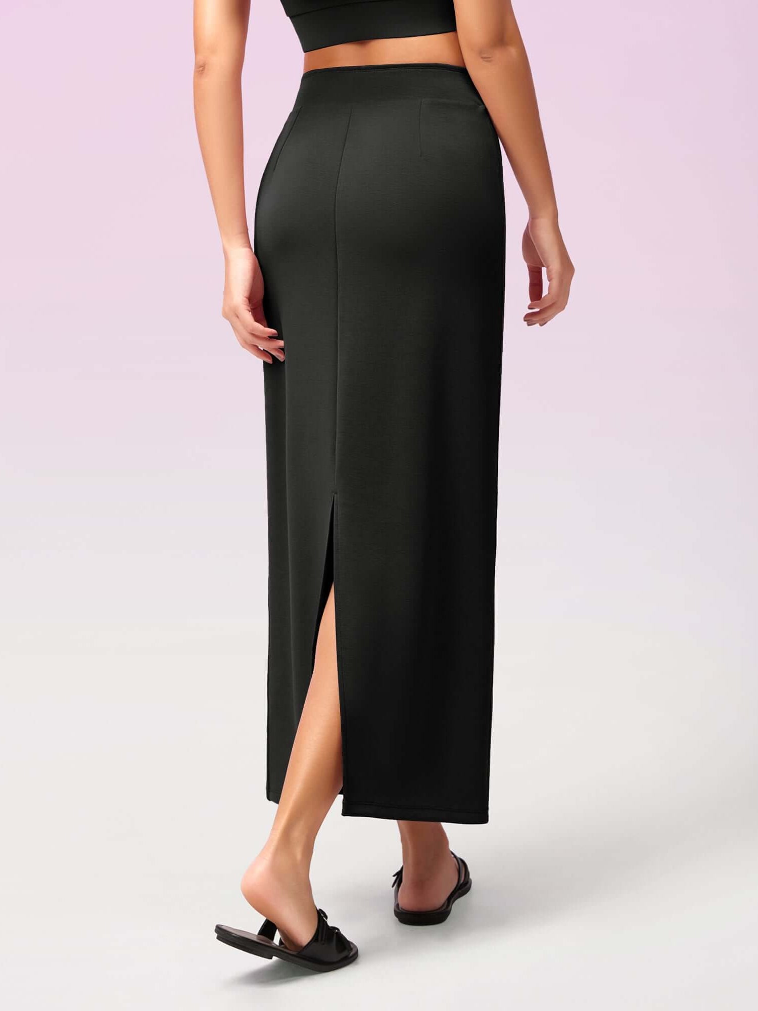 Modal Soft Back Slit Casual Maxi Skirts - ododos