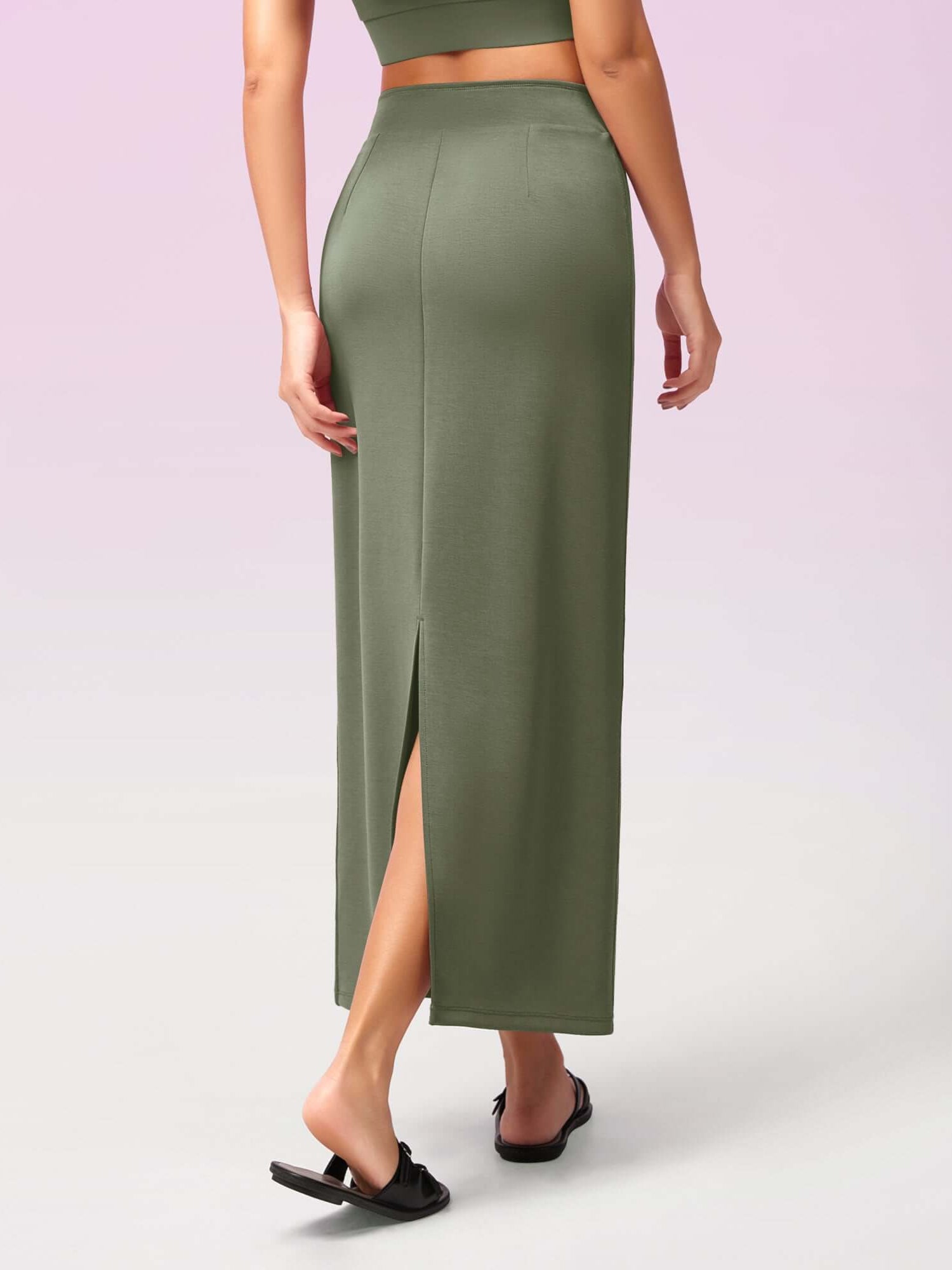 Modal Soft Back Slit Casual Maxi Skirts - ododos
