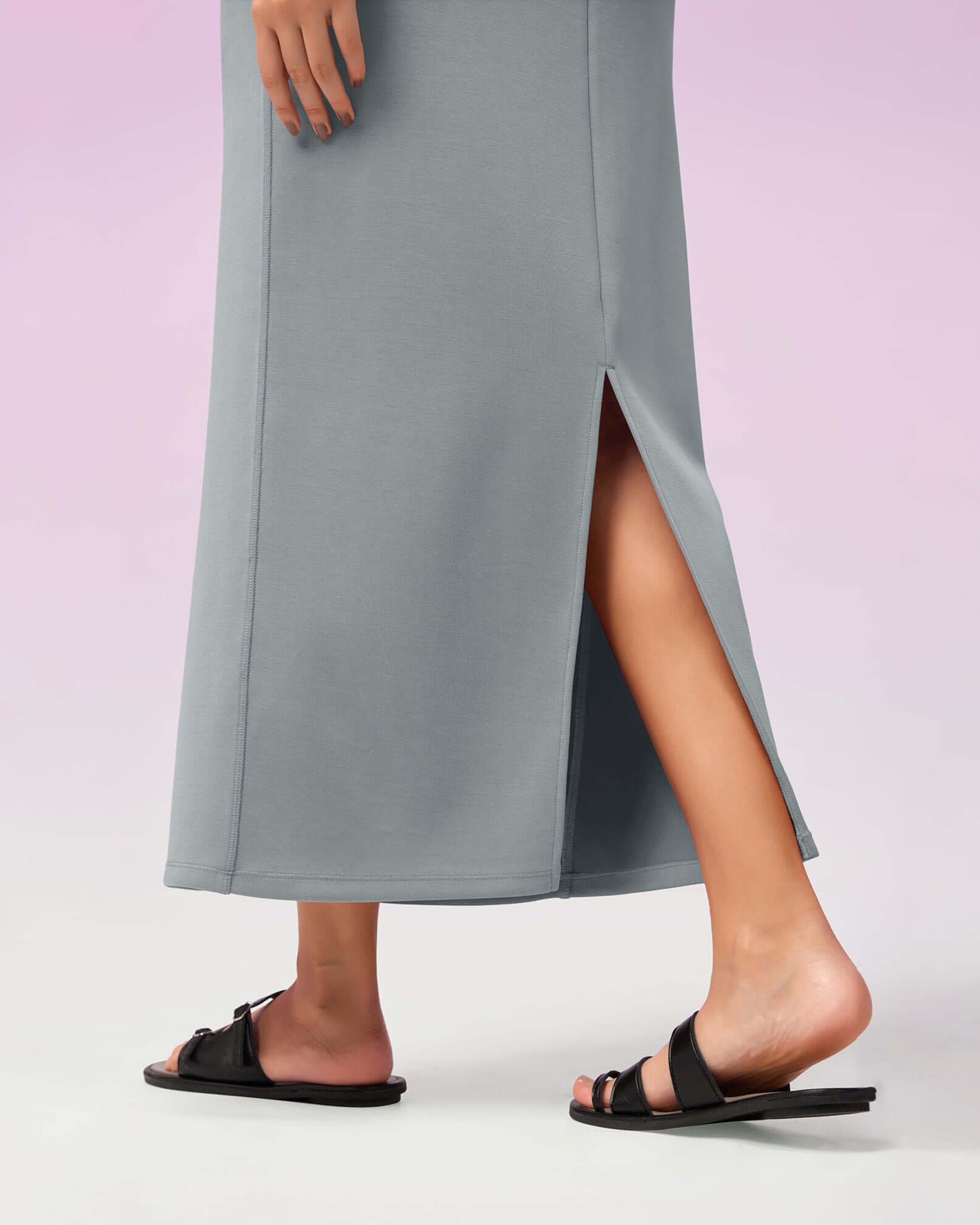 Modal Soft Back Slit Casual Maxi Skirts - ododos