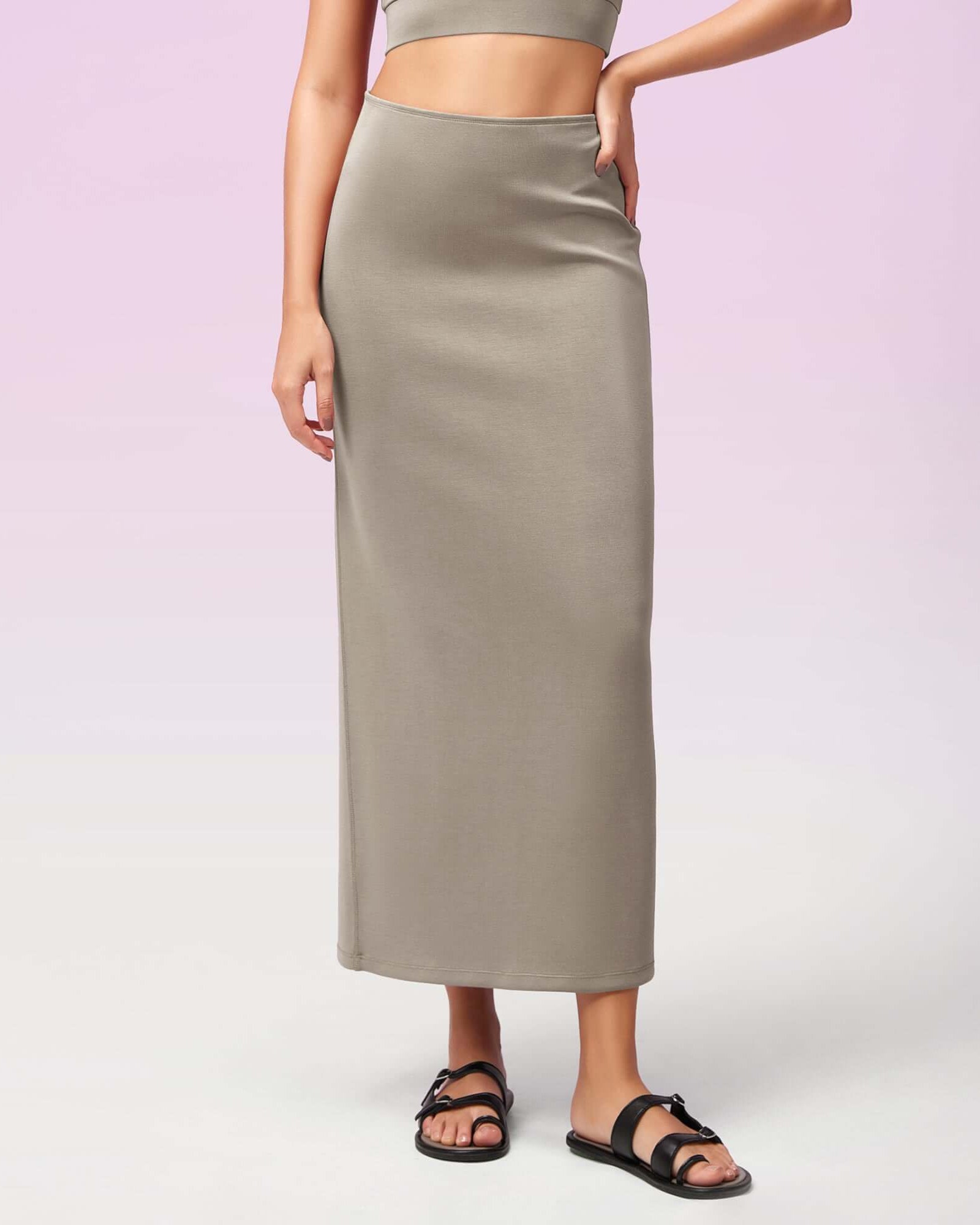Modal Soft Back Slit Casual Maxi Skirts - ododos