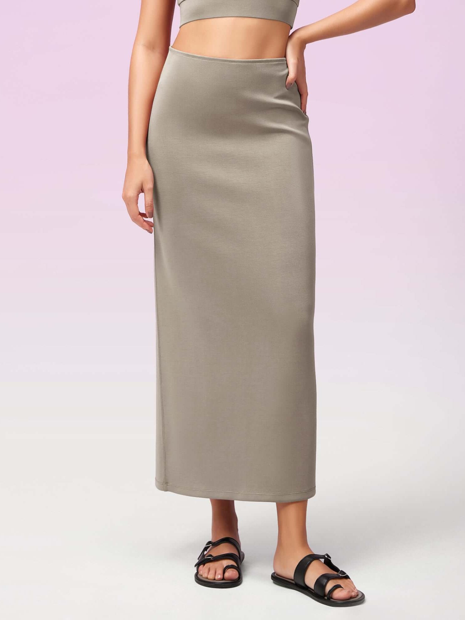 Modal Soft Back Slit Casual Maxi Skirts - ododos