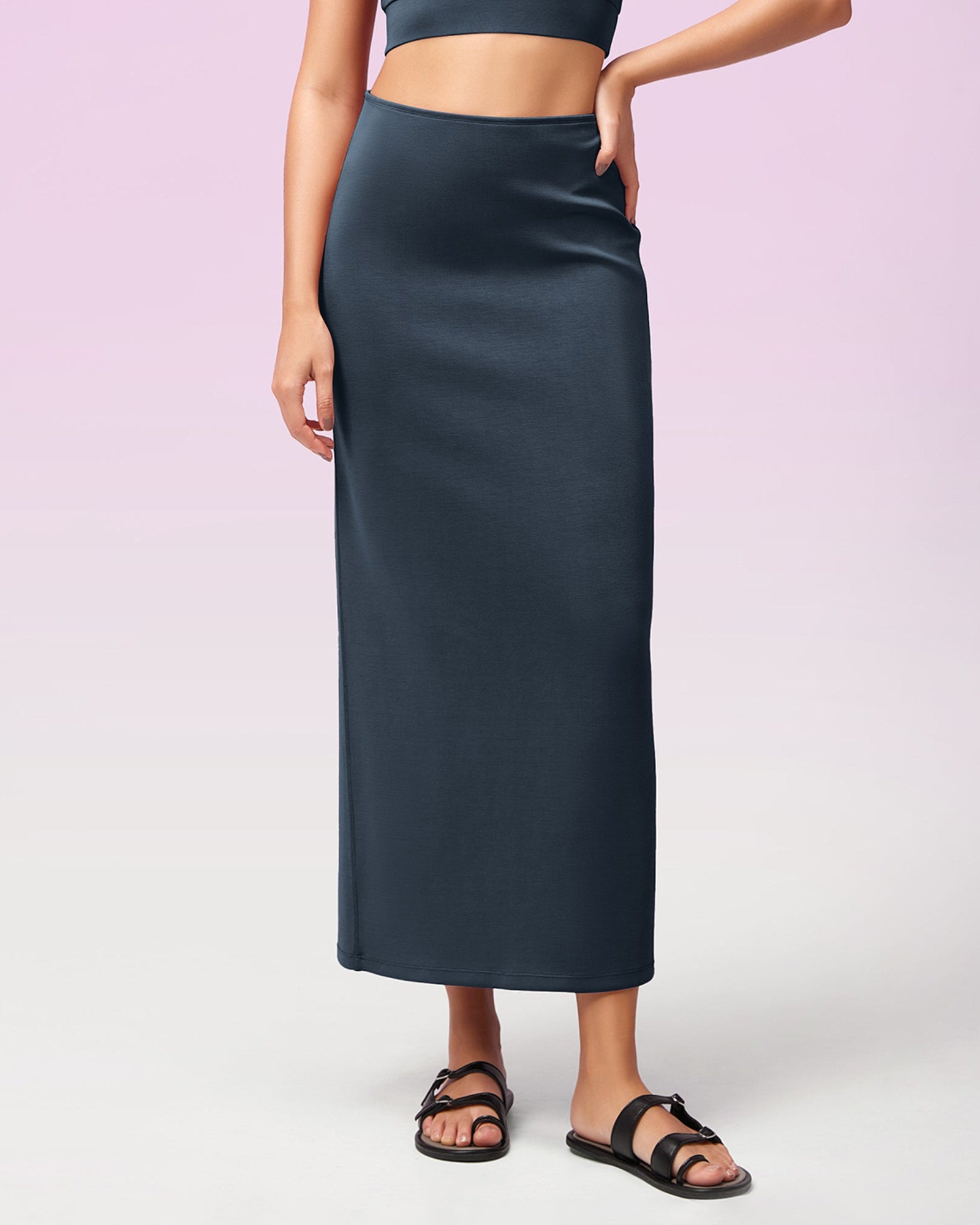 Modal Soft Back Slit Casual Maxi Skirts - ododos