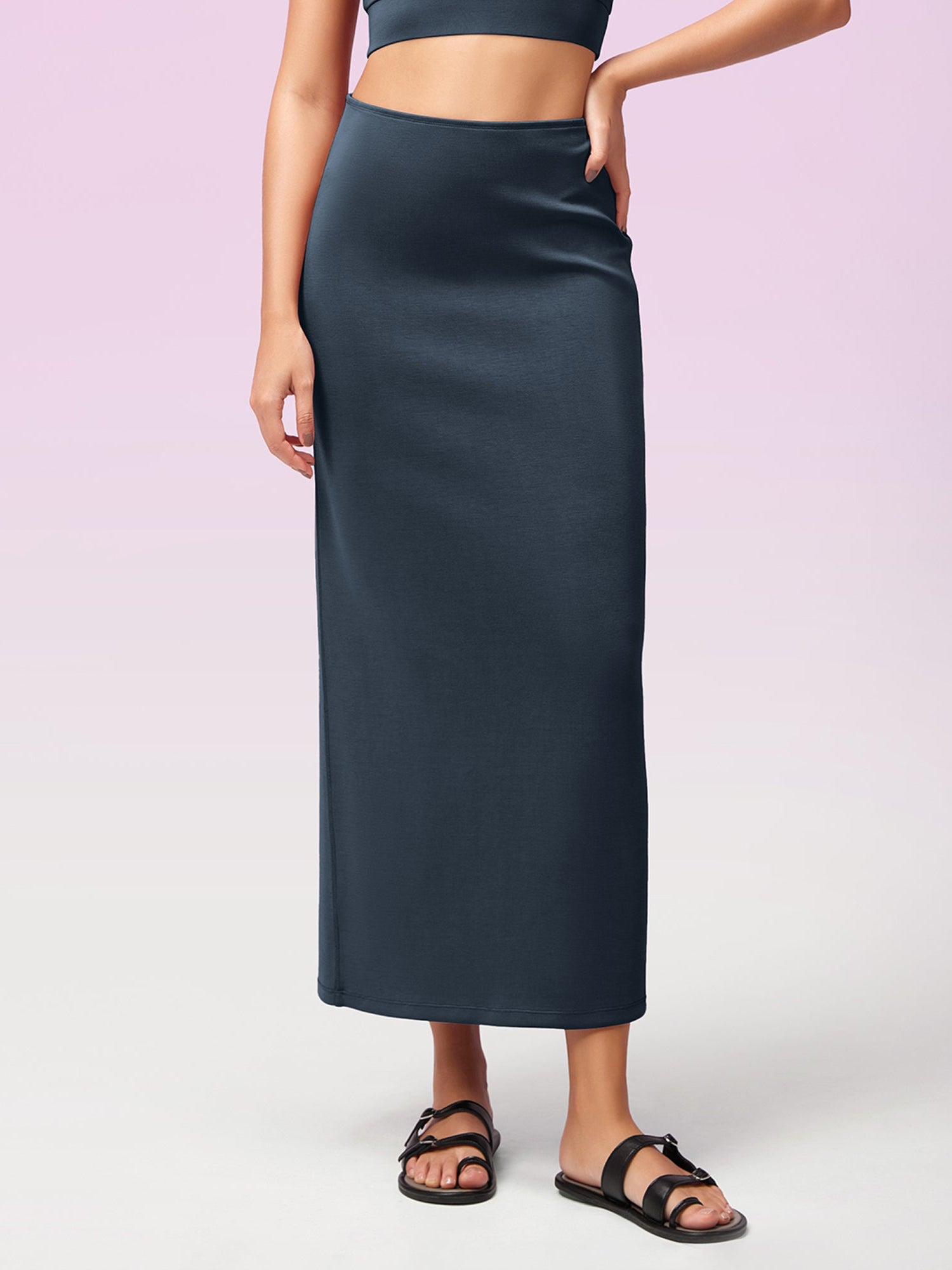Modal Soft Back Slit Casual Maxi Skirts - ododos