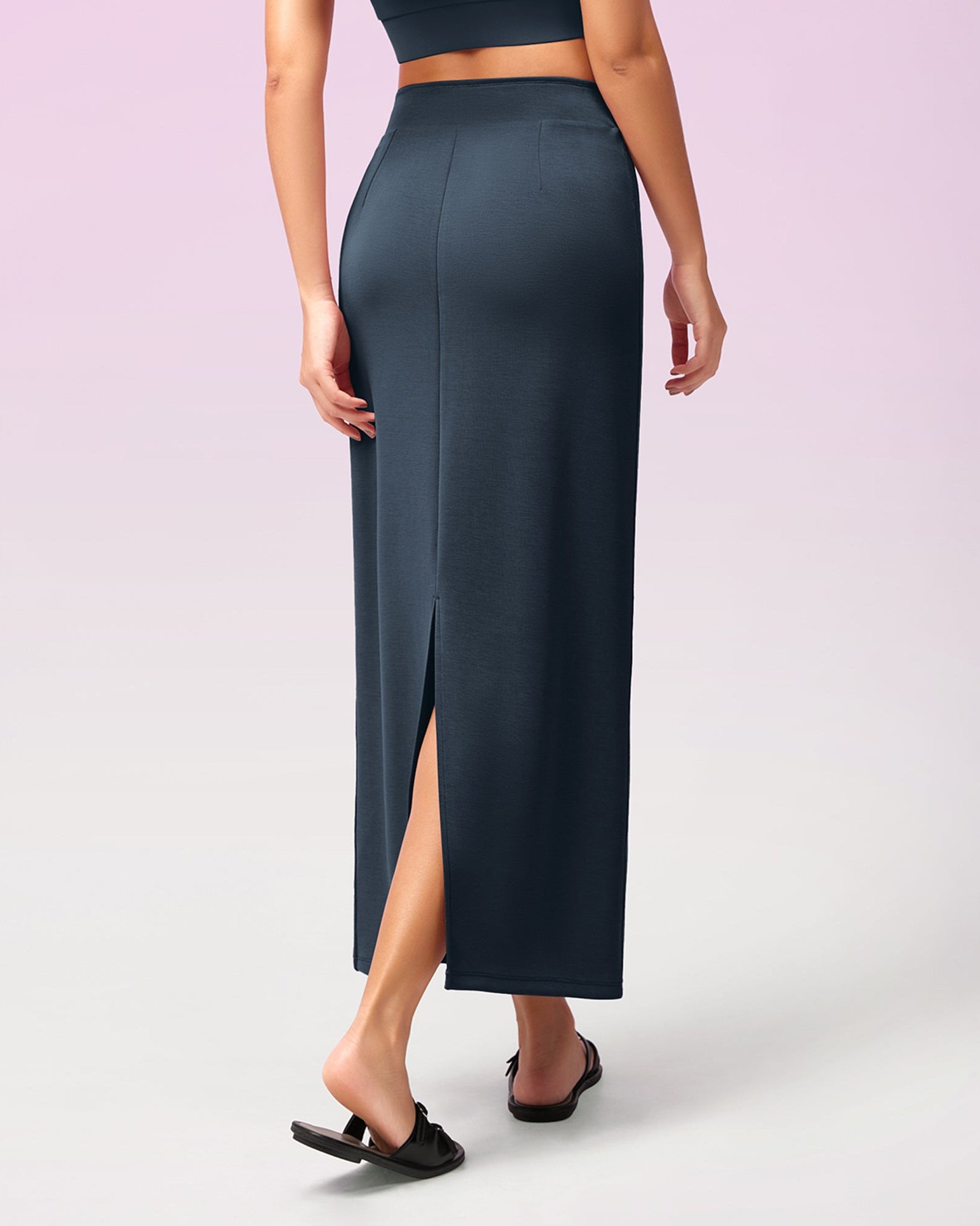 Modal Soft Back Slit Casual Maxi Skirts - ododos