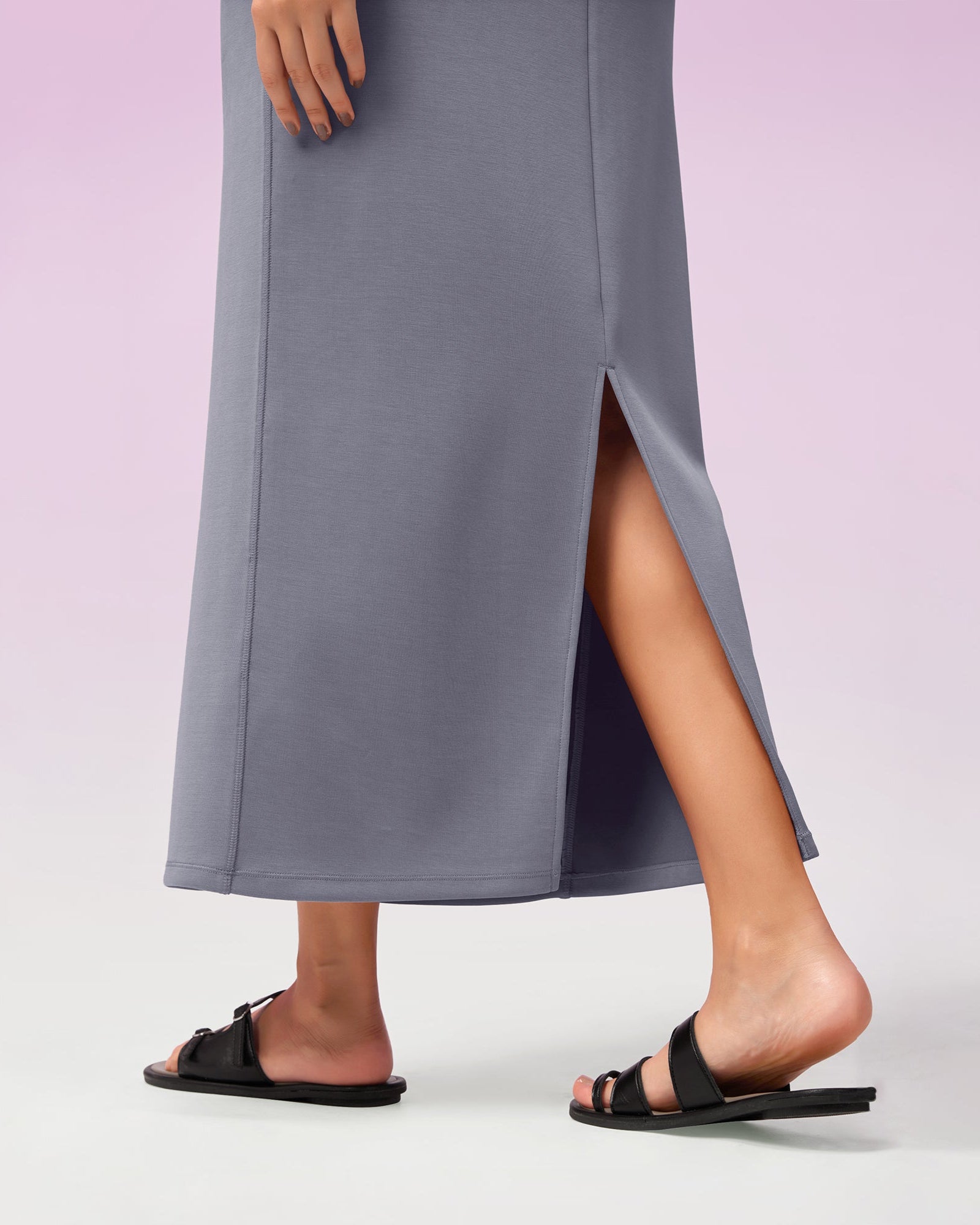 Modal Soft Back Slit Casual Maxi Skirts - ododos