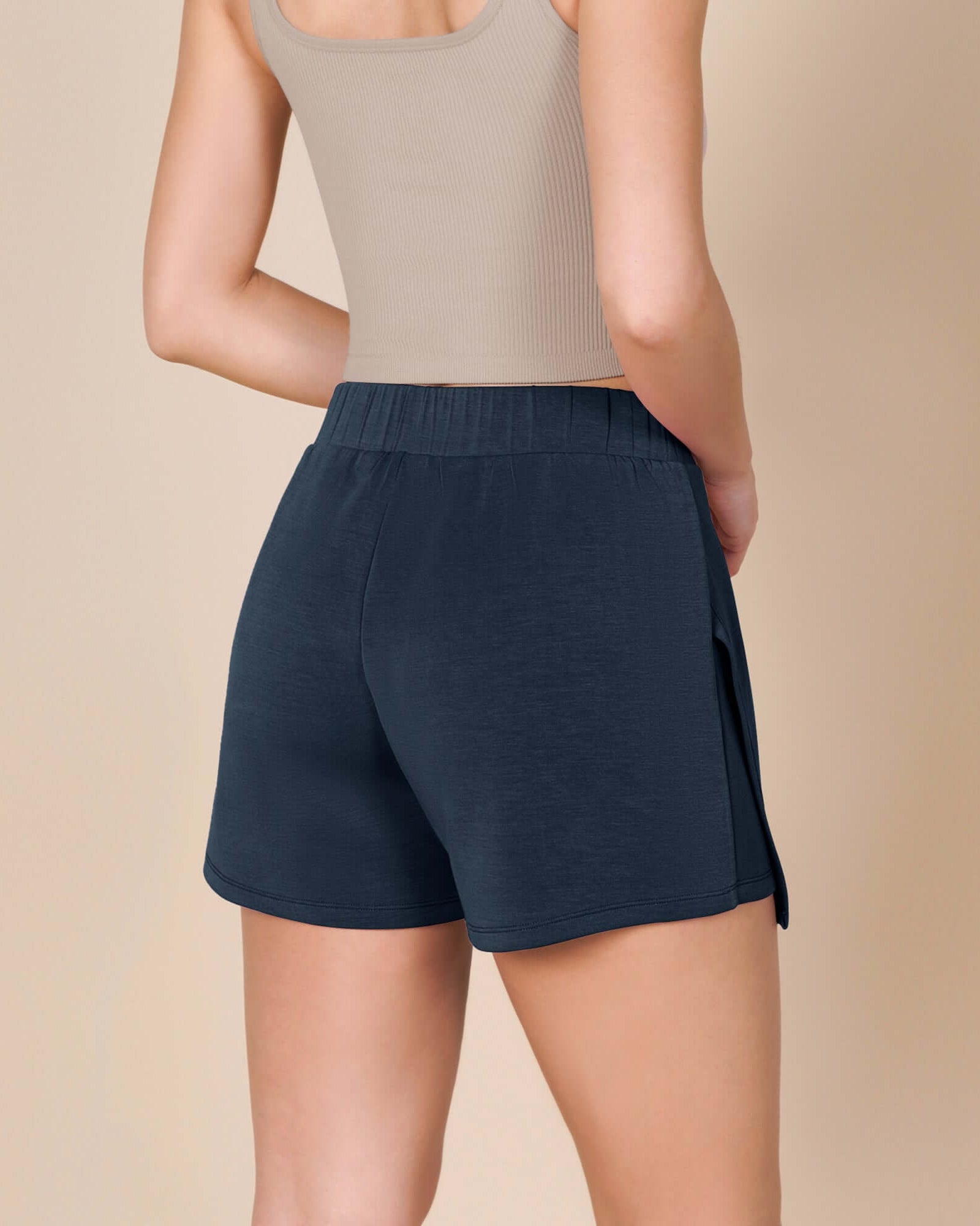 Modal Soft Asymmetrical Hem Wrap Mini Skorts - ododos