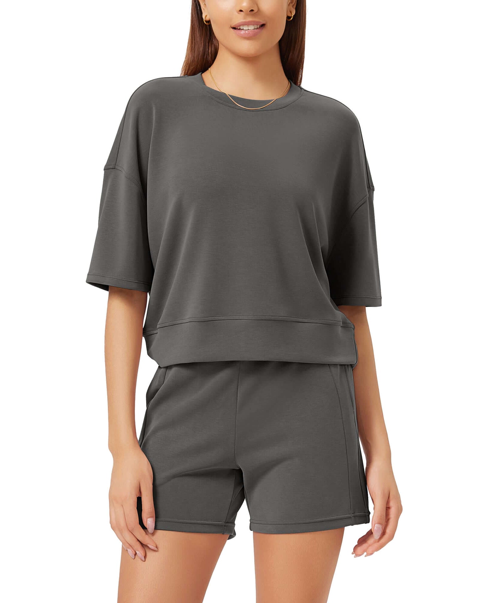 Modal Soft Oversized Crew Neck Short Sleeve T-Shirts - ododos