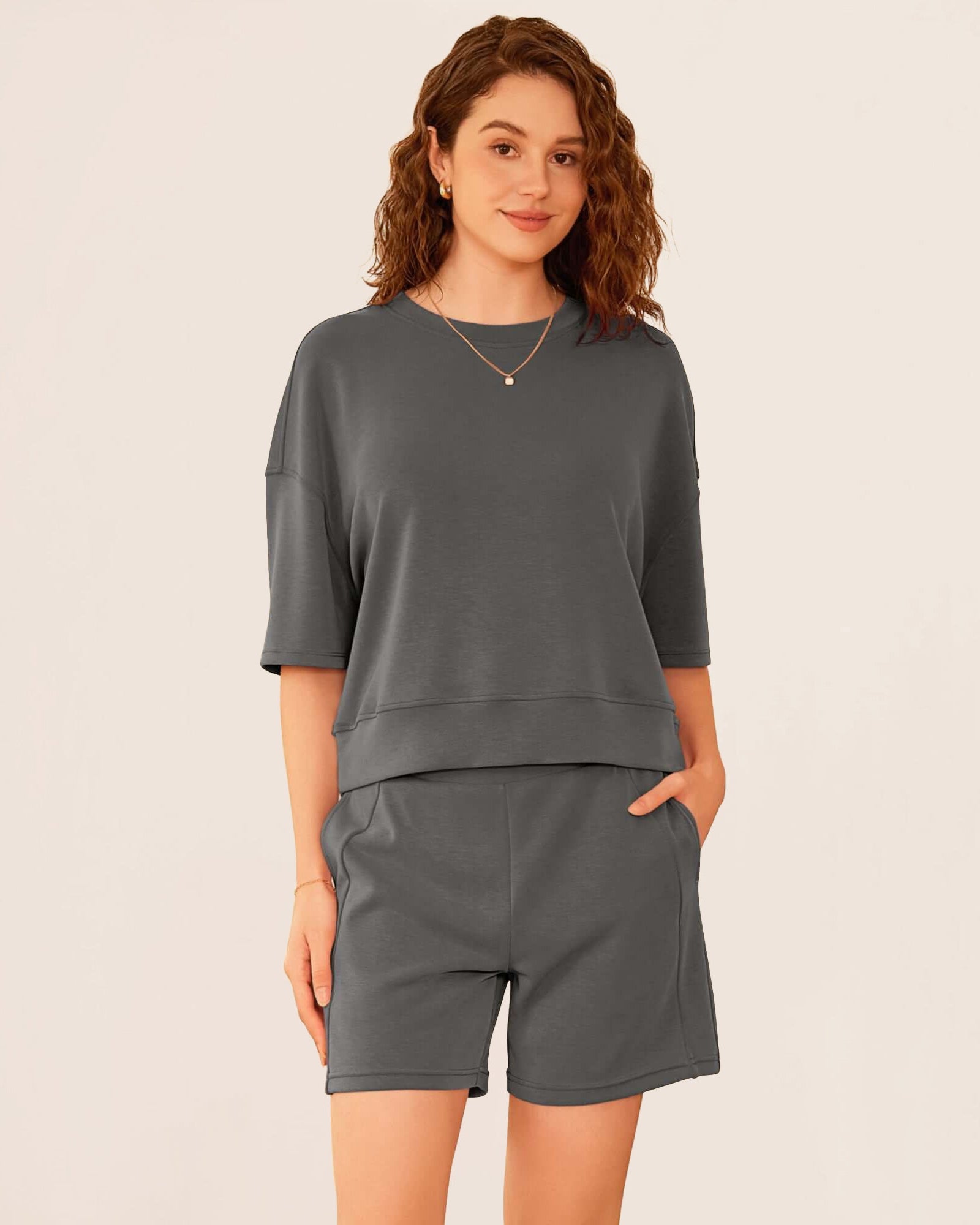 Modal Soft Oversized Crew Neck Short Sleeve T-Shirts - ododos