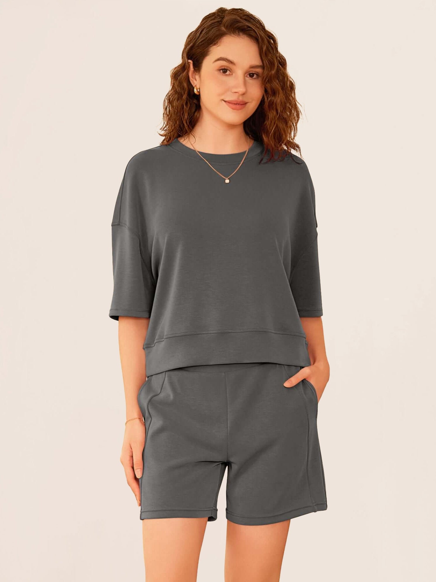 Modal Soft Oversized Crew Neck Short Sleeve T-Shirts - ododos