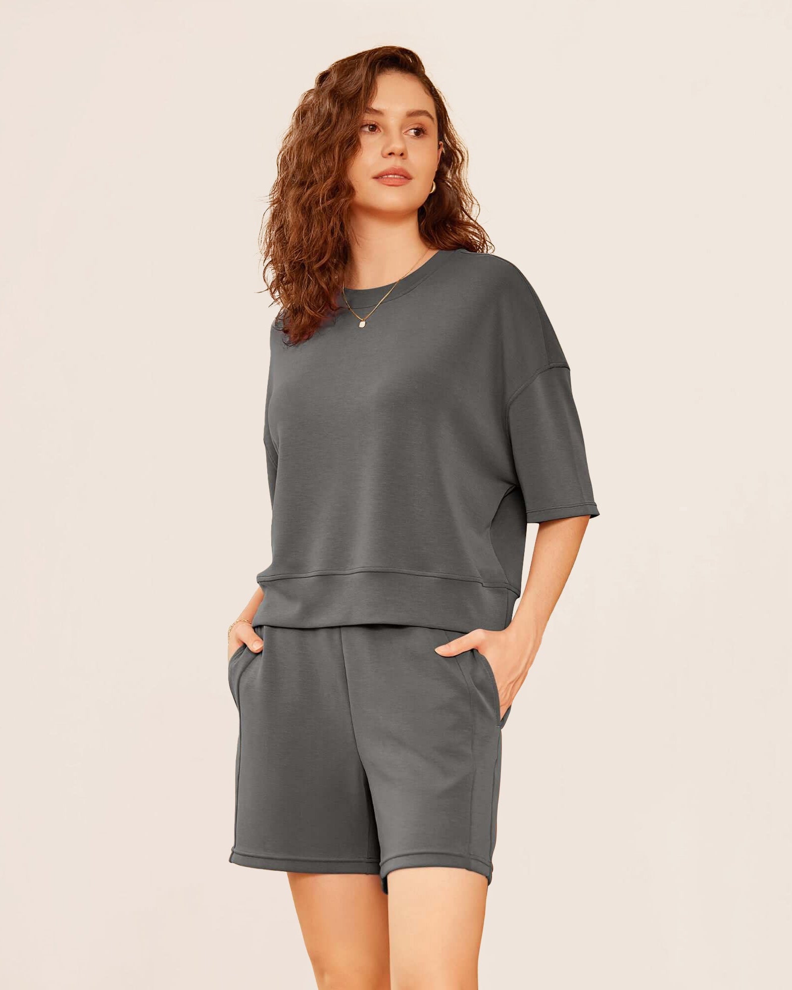 Modal Soft Oversized Crew Neck Short Sleeve T-Shirts - ododos