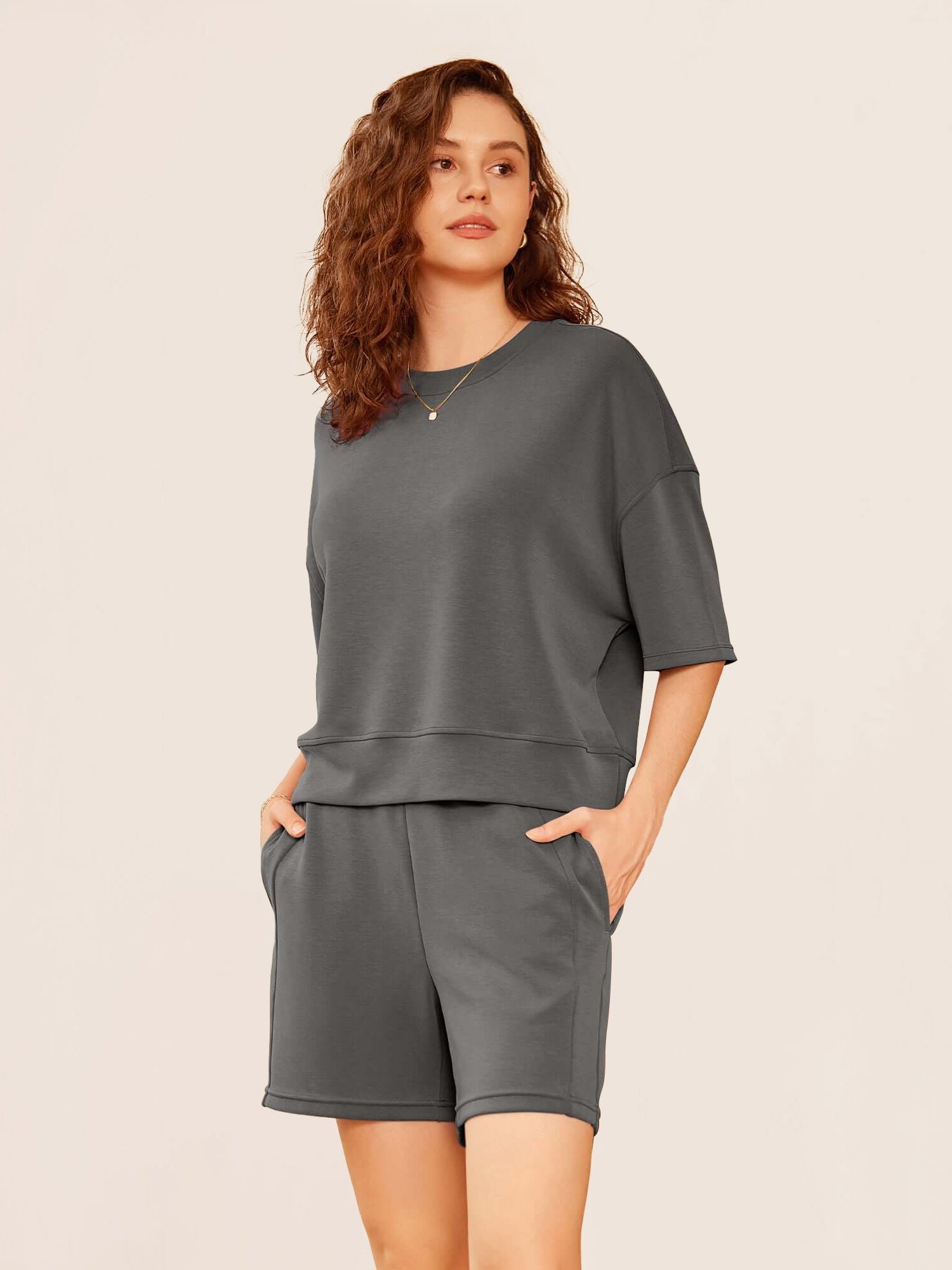 Modal Soft Oversized Crew Neck Short Sleeve T-Shirts - ododos