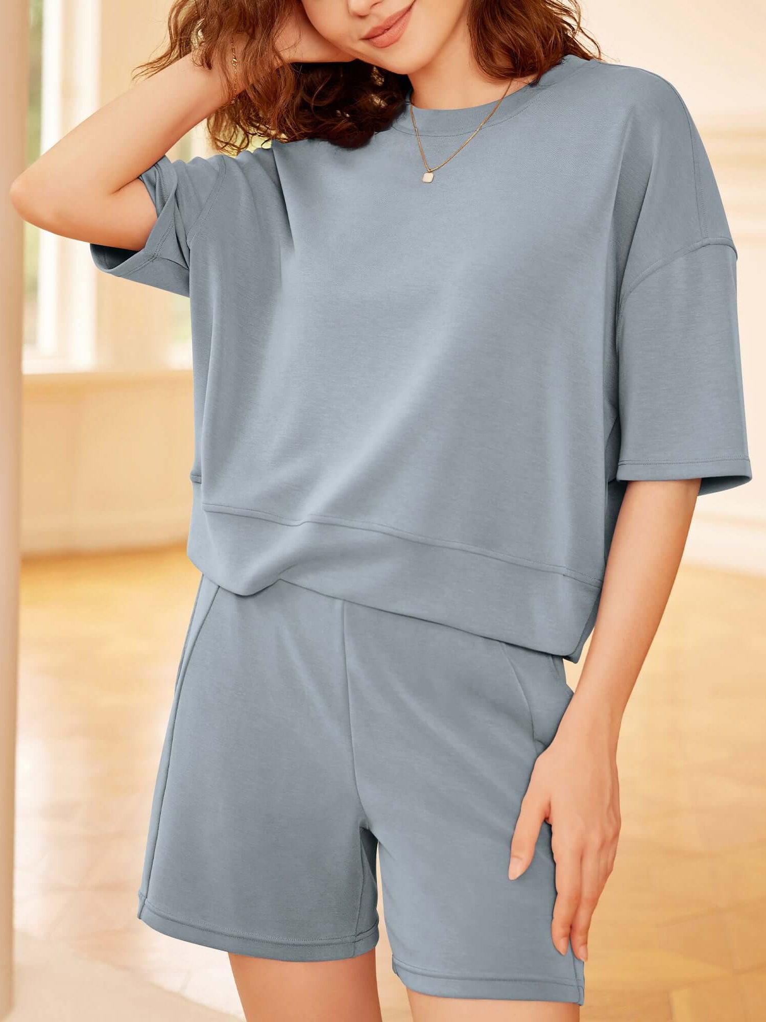 Modal Soft Oversized Crew Neck Short Sleeve T-Shirts - ododos