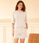 Modal Soft Oversized Crew Neck Short Sleeve T-Shirts Ivory - ododos