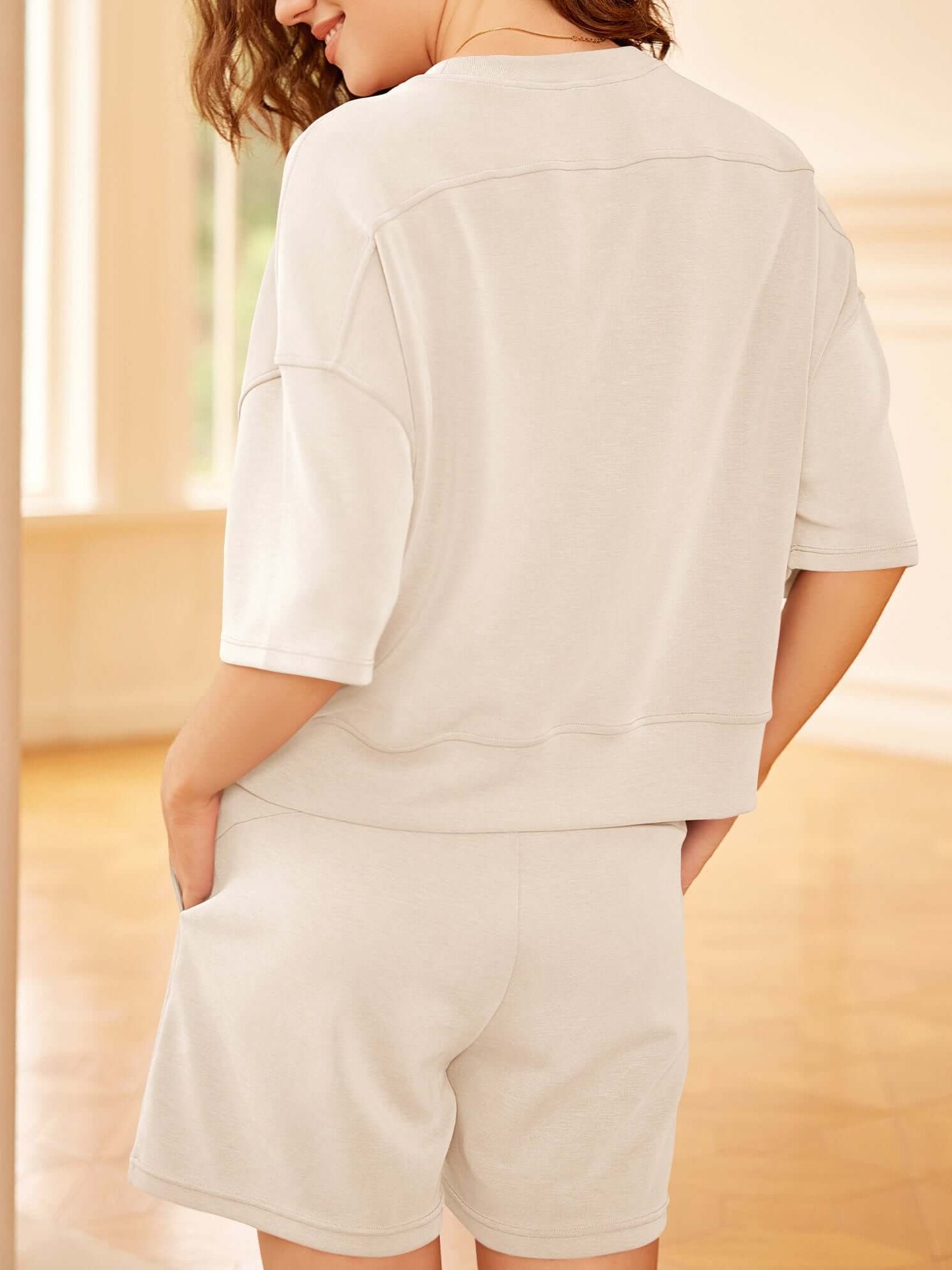 Modal Soft Oversized Crew Neck Short Sleeve T-Shirts - ododos