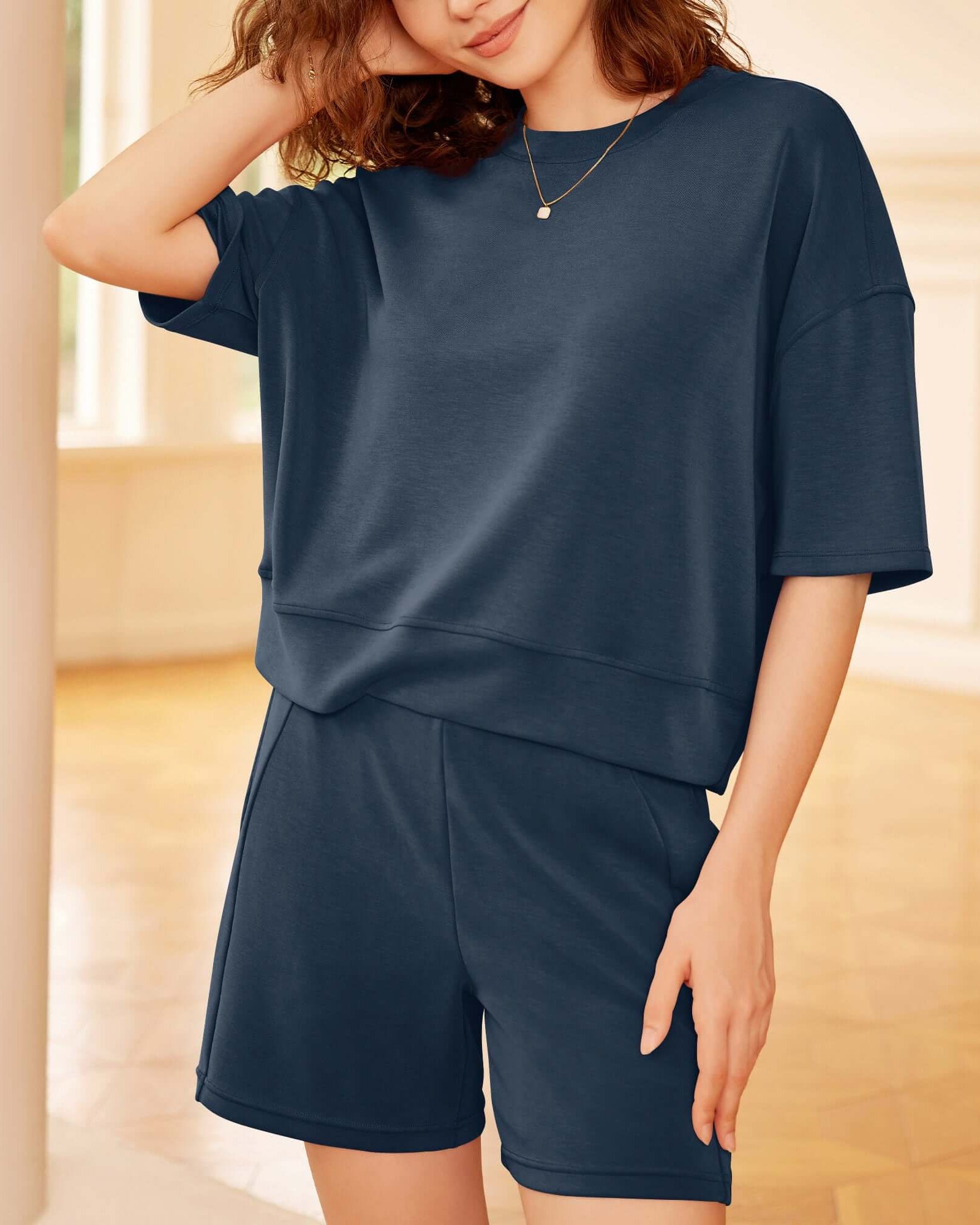 Modal Soft Oversized Crew Neck Short Sleeve T-Shirts - ododos