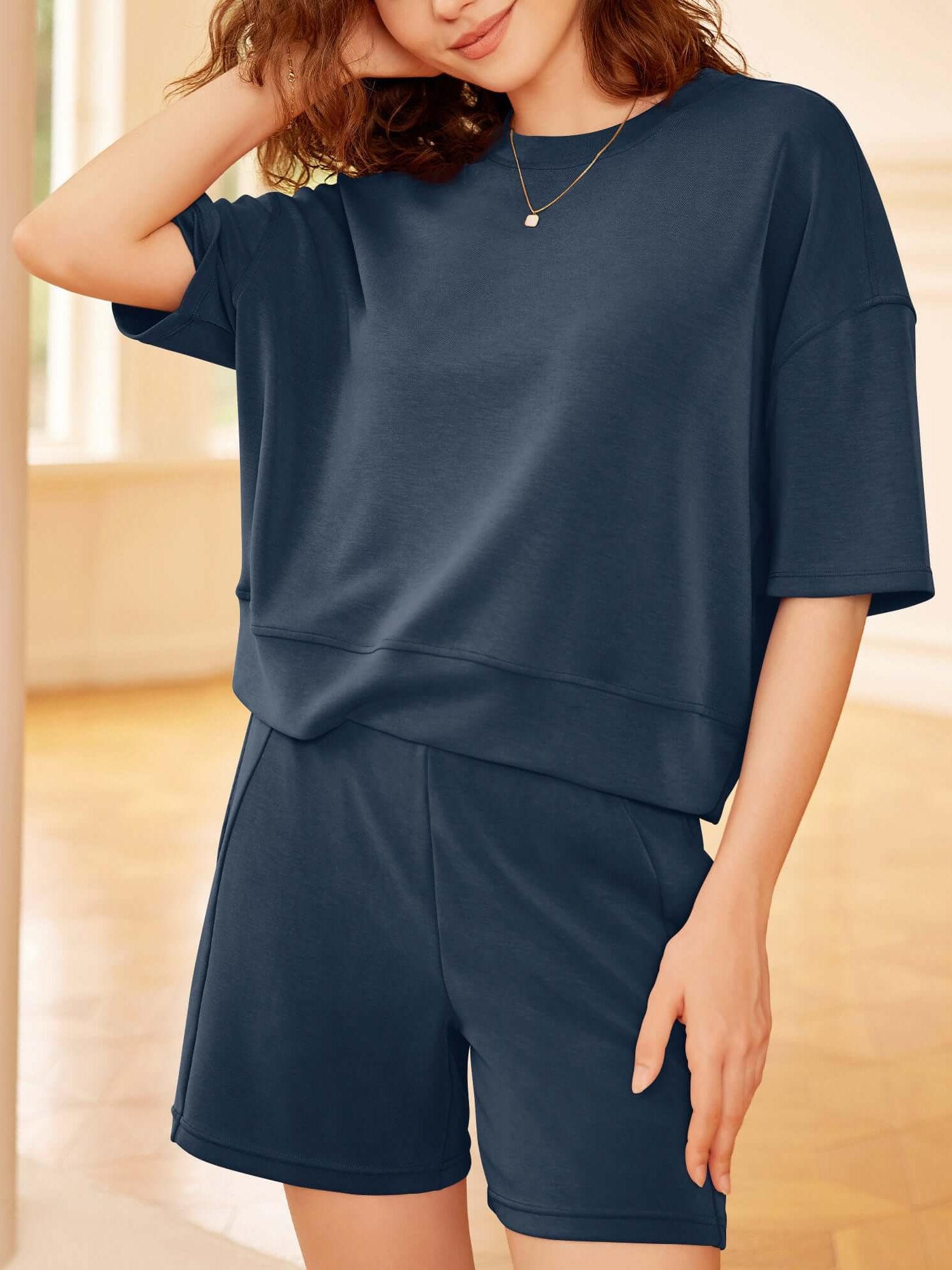 Modal Soft Oversized Crew Neck Short Sleeve T-Shirts - ododos