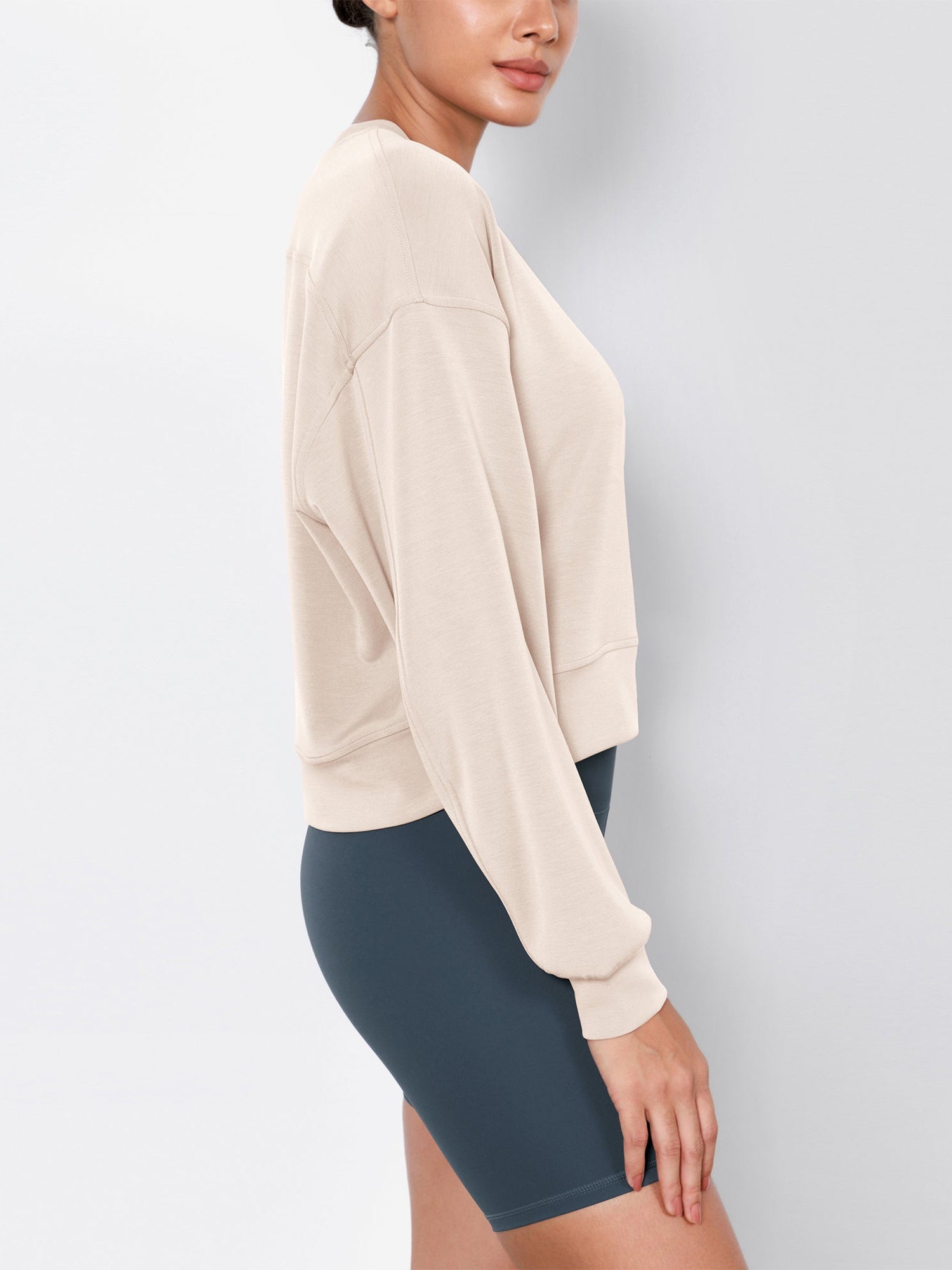 Modal Soft Long Sleeve Cropped Sweatshirts - ododos