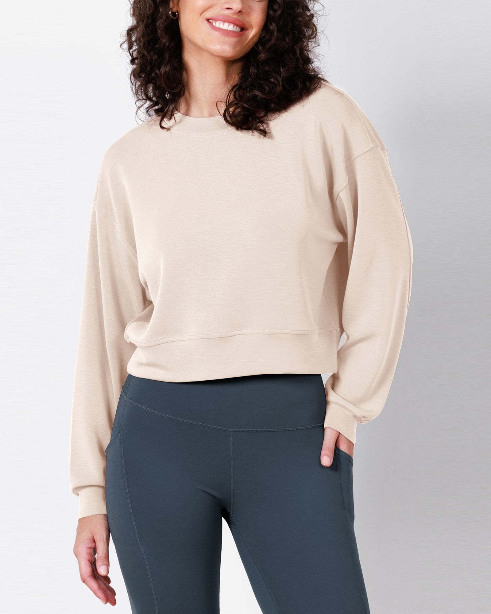 Modal Soft Long Sleeve Cropped Sweatshirts - ododos