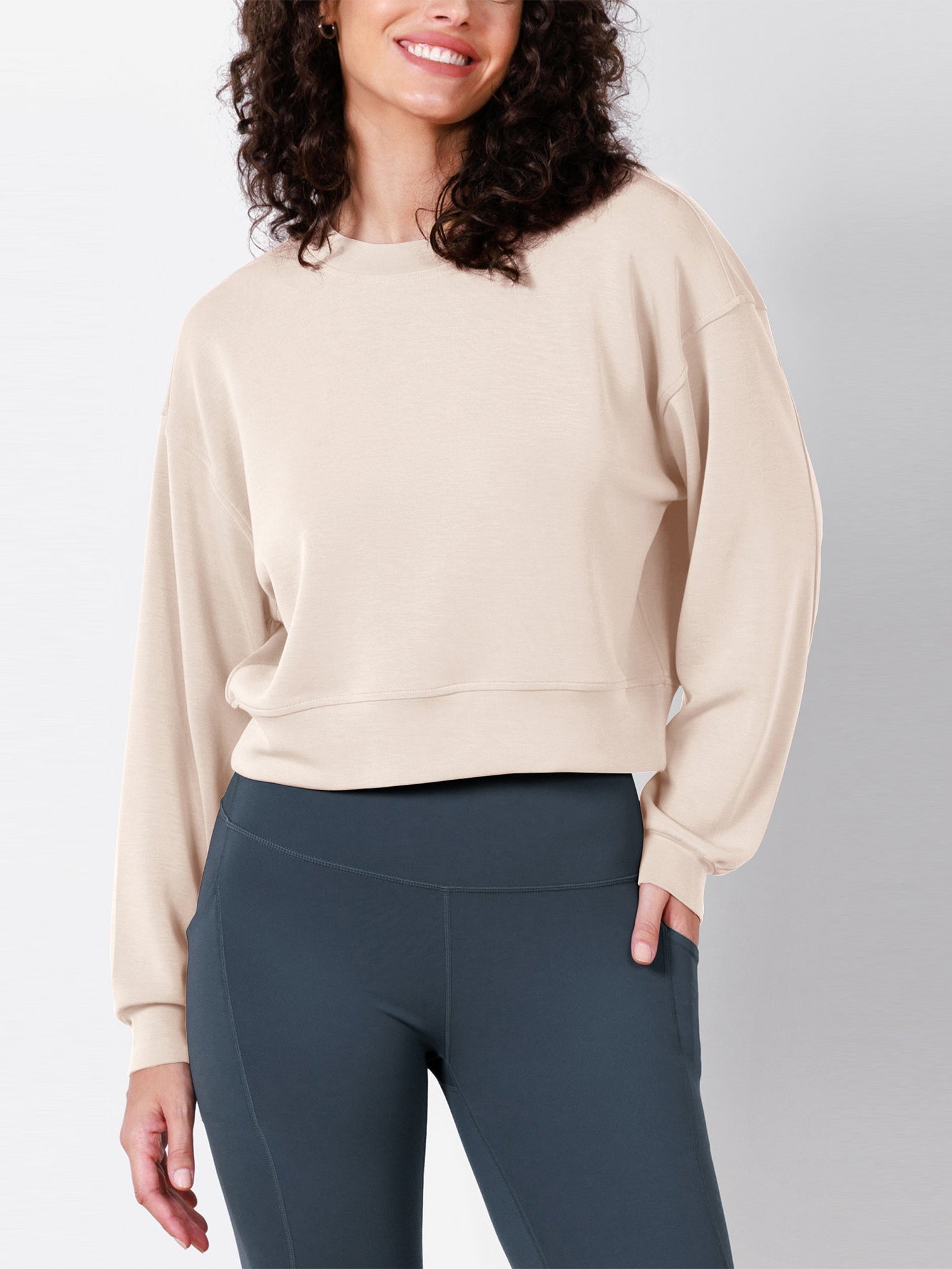 Modal Soft Long Sleeve Cropped Sweatshirts - ododos