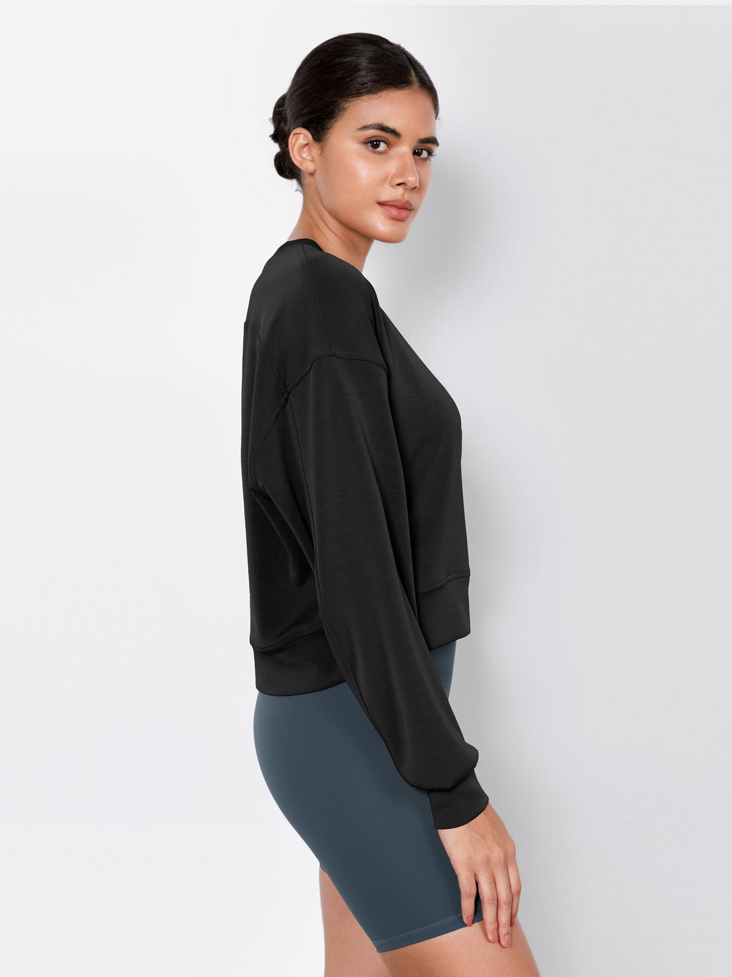 Modal Soft Long Sleeve Cropped Sweatshirts - ododos
