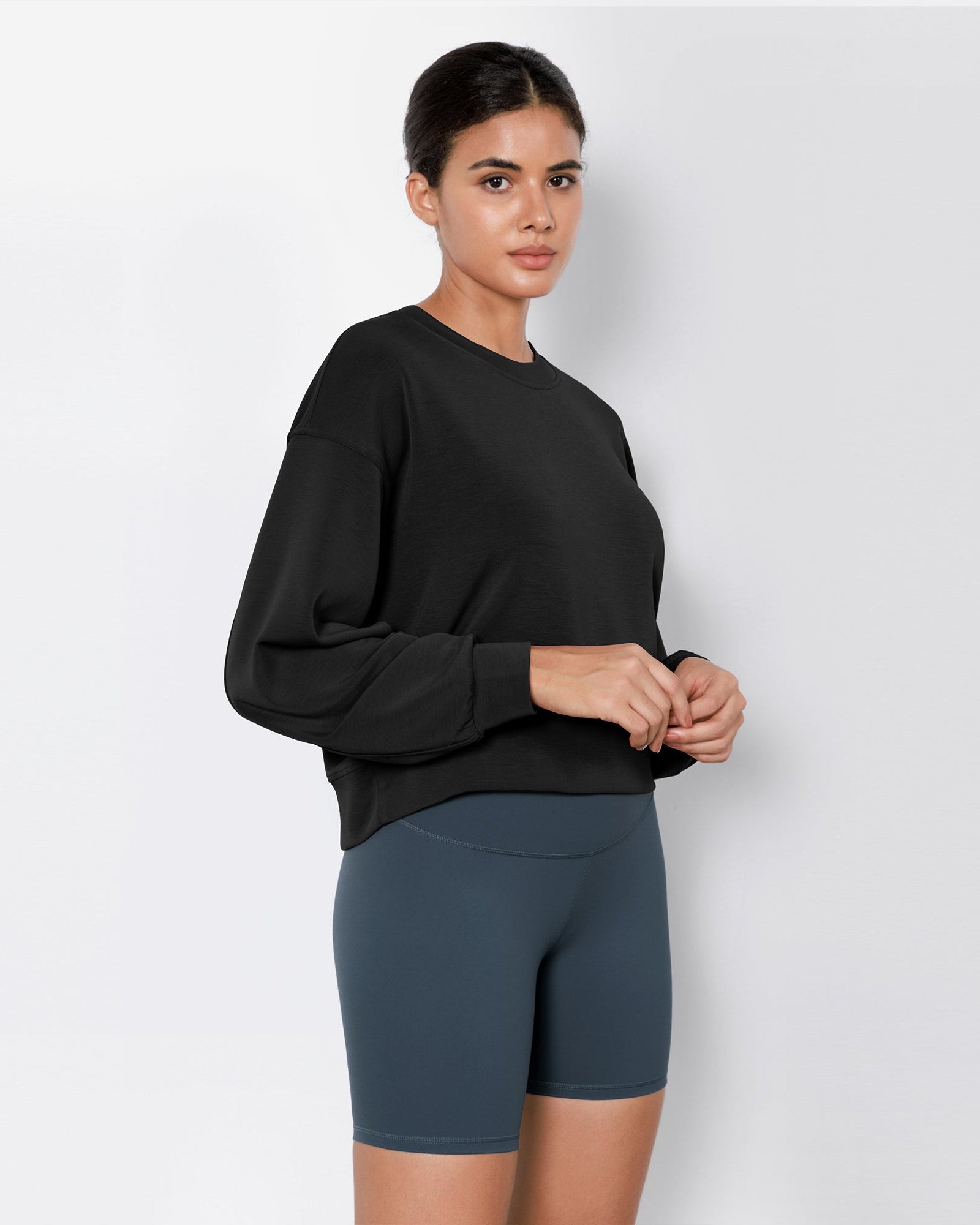 Modal Soft Long Sleeve Cropped Sweatshirts - ododos