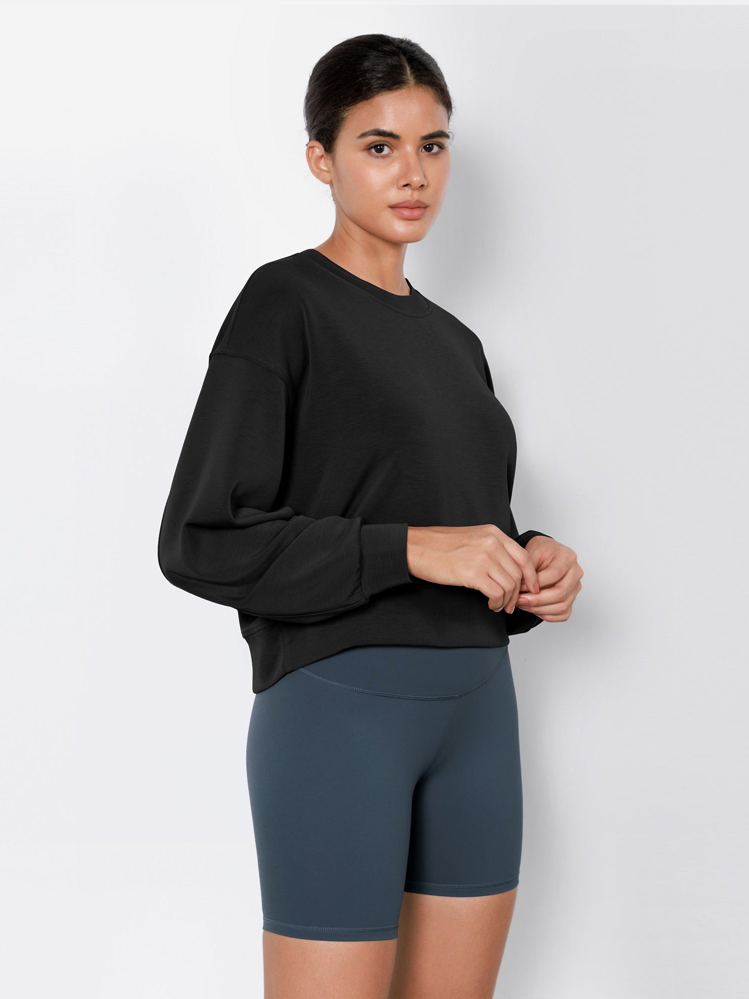 Modal Soft Long Sleeve Cropped Sweatshirts - ododos