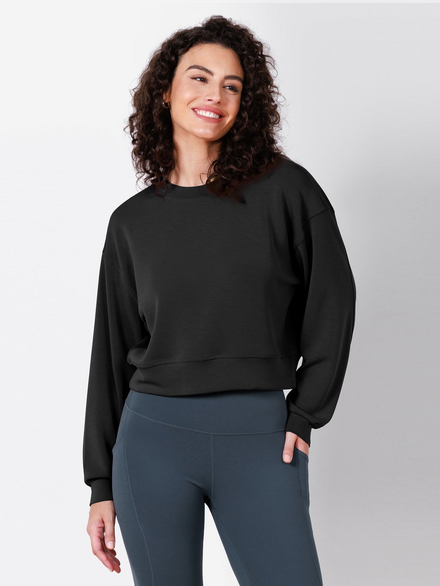 Modal Soft Long Sleeve Cropped Sweatshirts - ododos