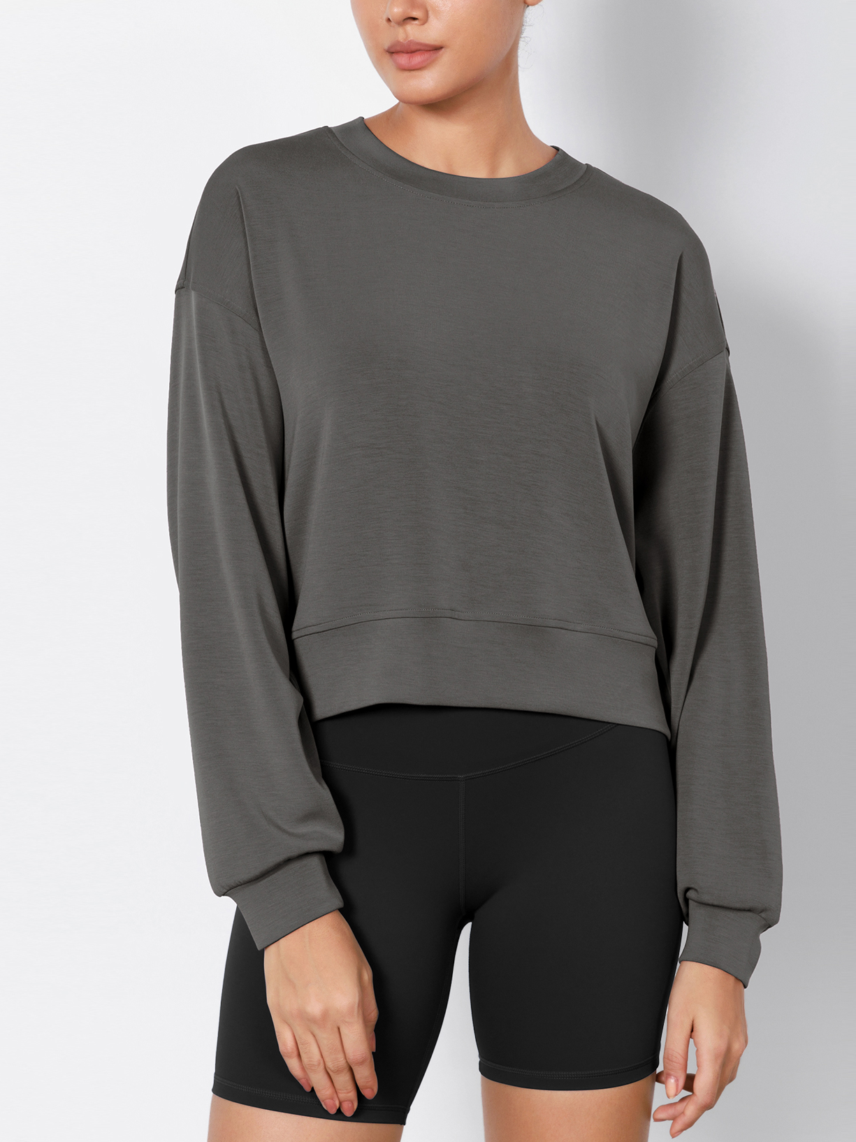 Modal Soft Long Sleeve Cropped Sweatshirts - ododos