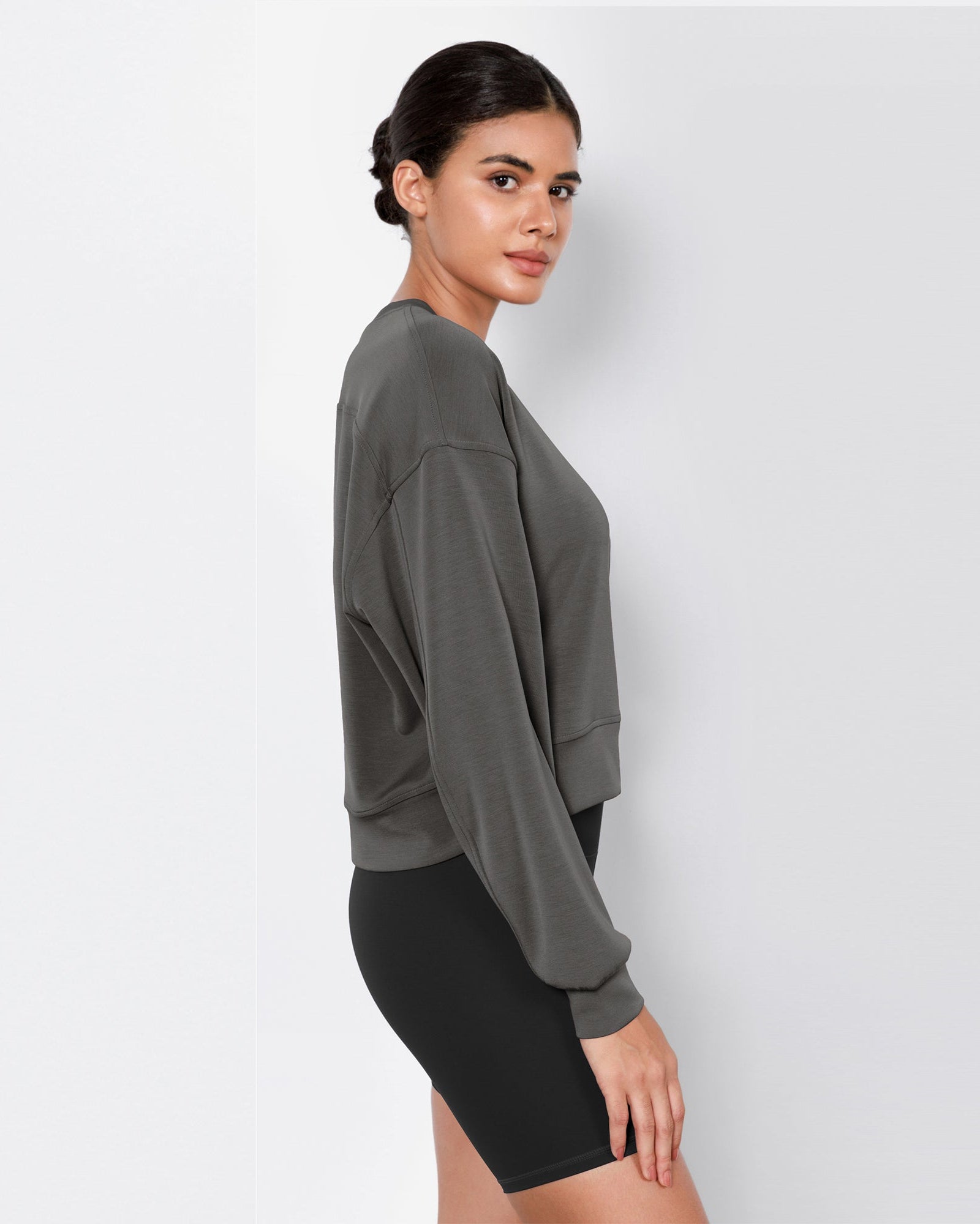 Modal Soft Long Sleeve Cropped Sweatshirts - ododos