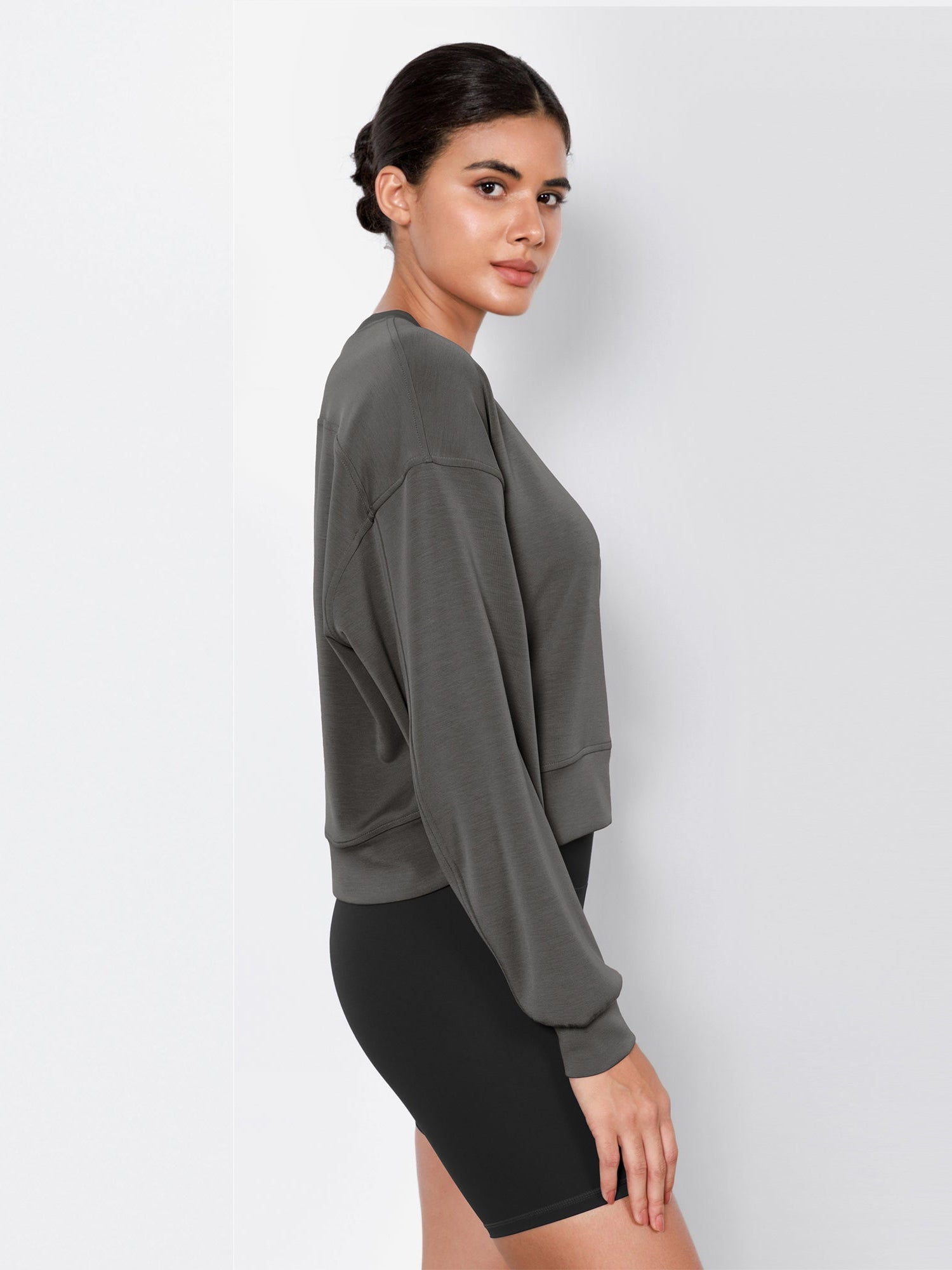 Modal Soft Long Sleeve Cropped Sweatshirts - ododos