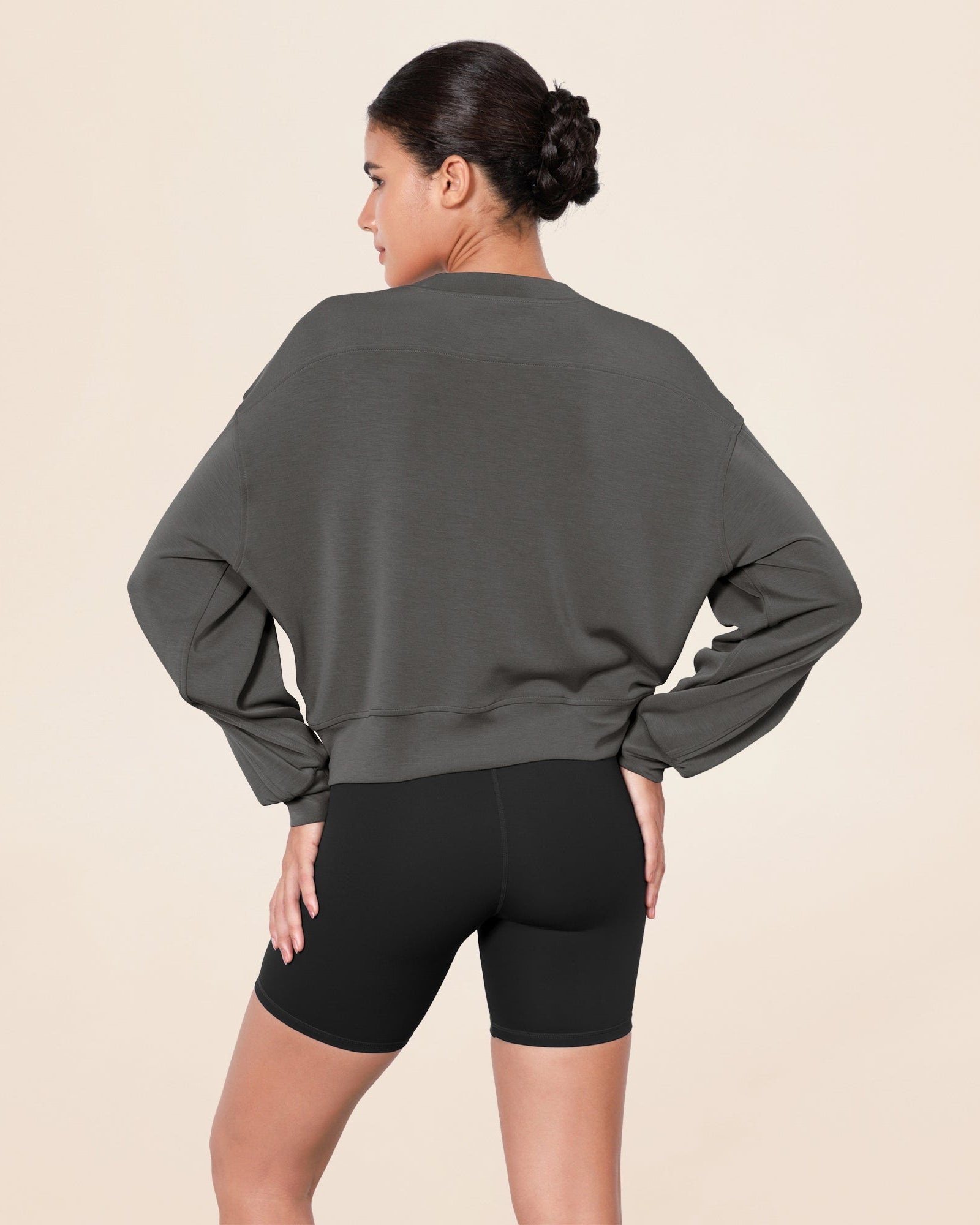 Modal Soft Long Sleeve Cropped Sweatshirts - ododos