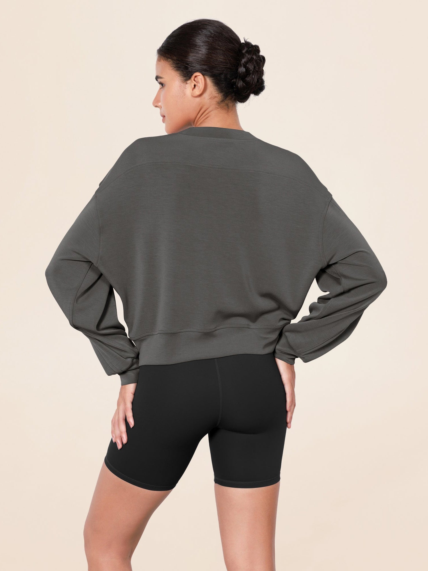 Modal Soft Long Sleeve Cropped Sweatshirts - ododos
