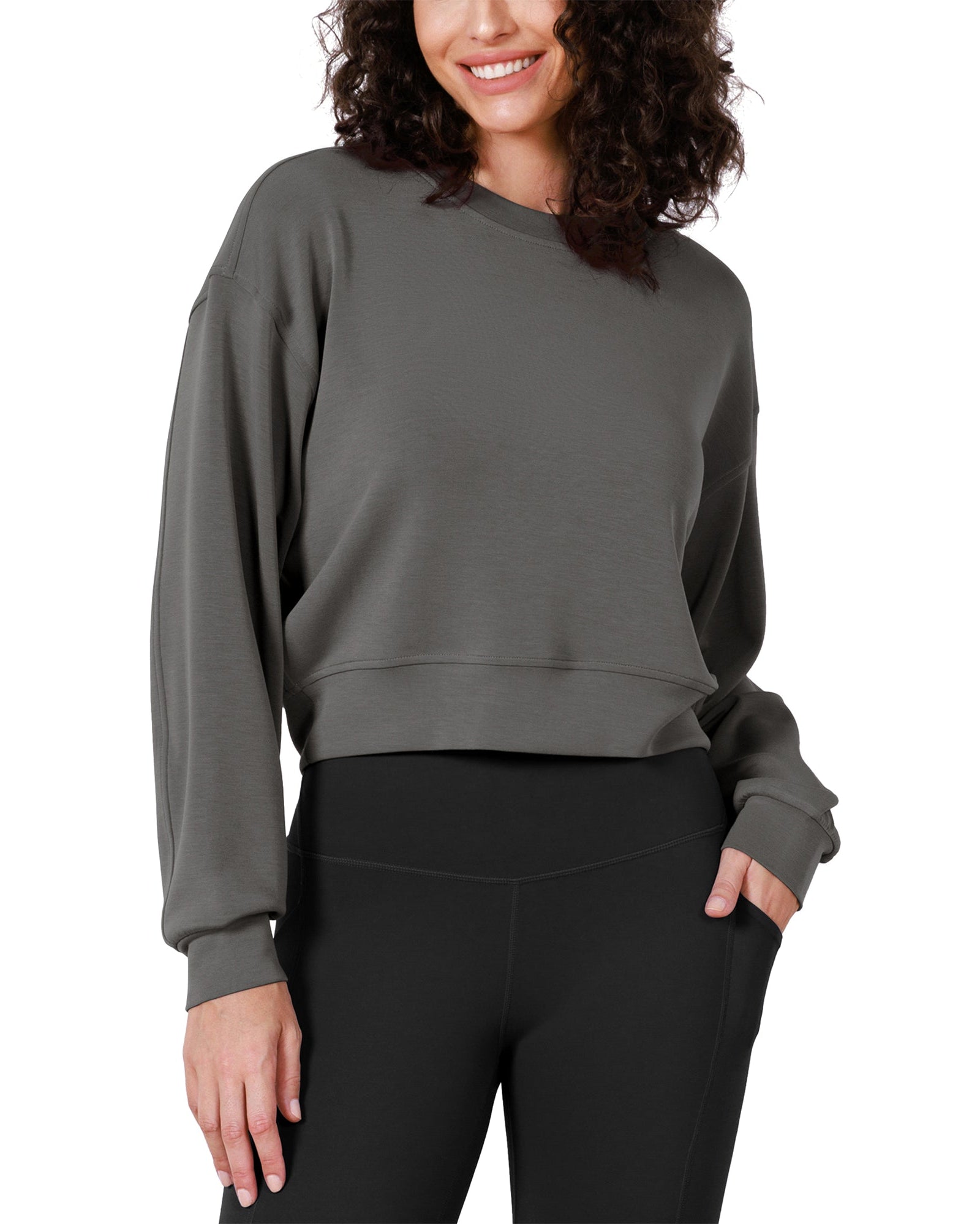 Modal Soft Long Sleeve Cropped Sweatshirts - ododos