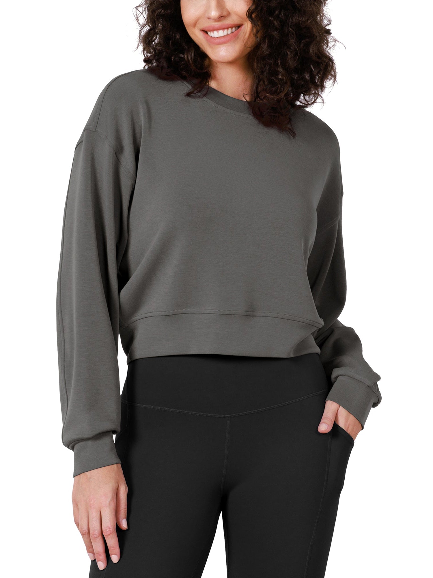 Modal Soft Long Sleeve Cropped Sweatshirts - ododos