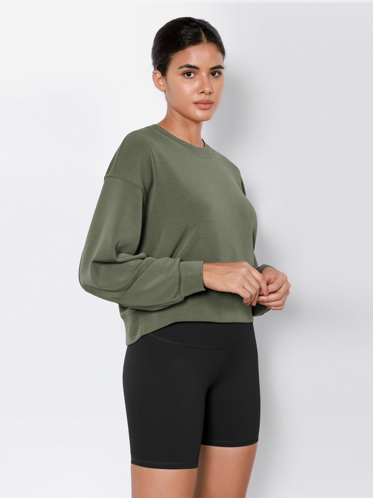 Modal Soft Long Sleeve Cropped Sweatshirts - ododos