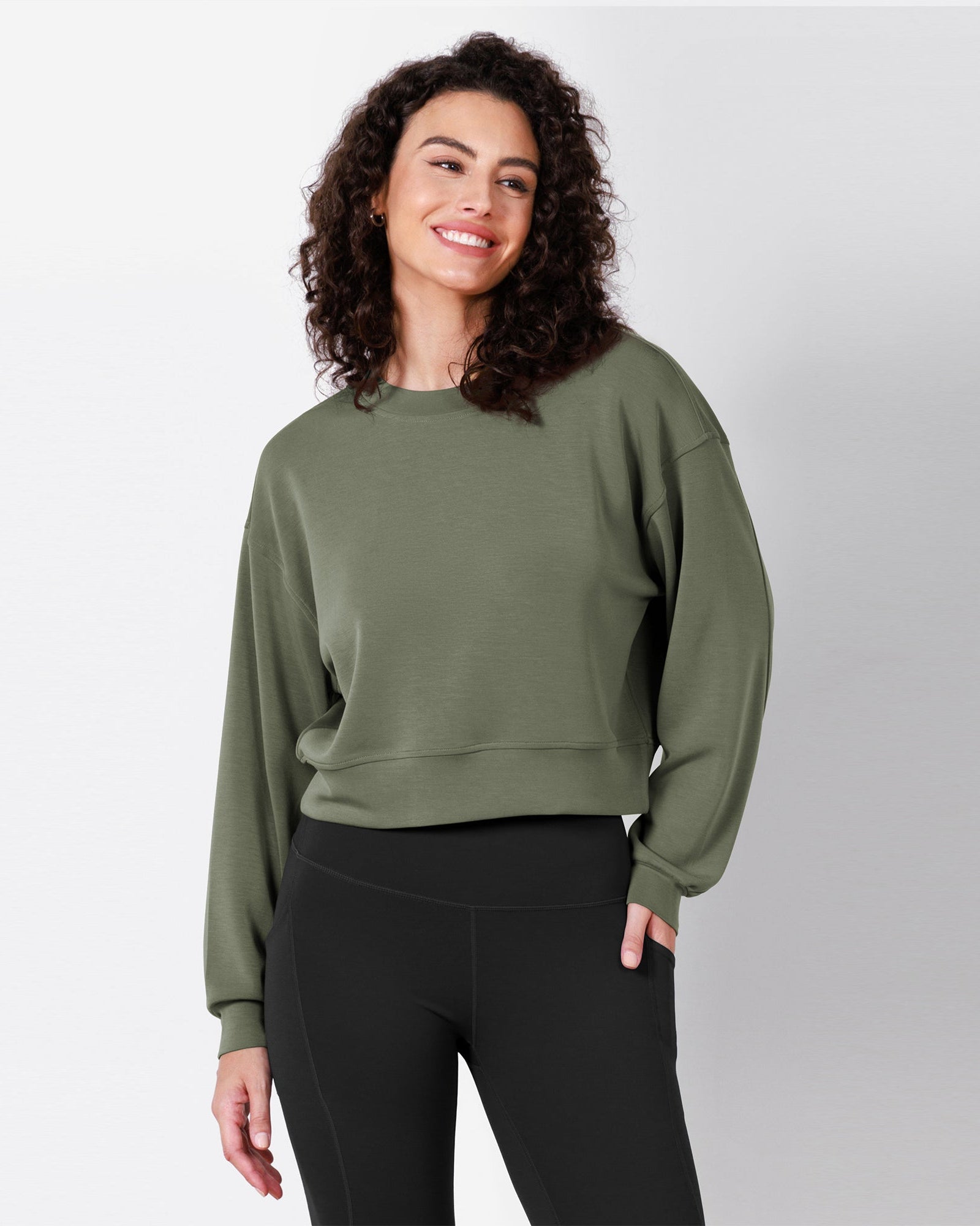 Modal Soft Long Sleeve Cropped Sweatshirts - ododos