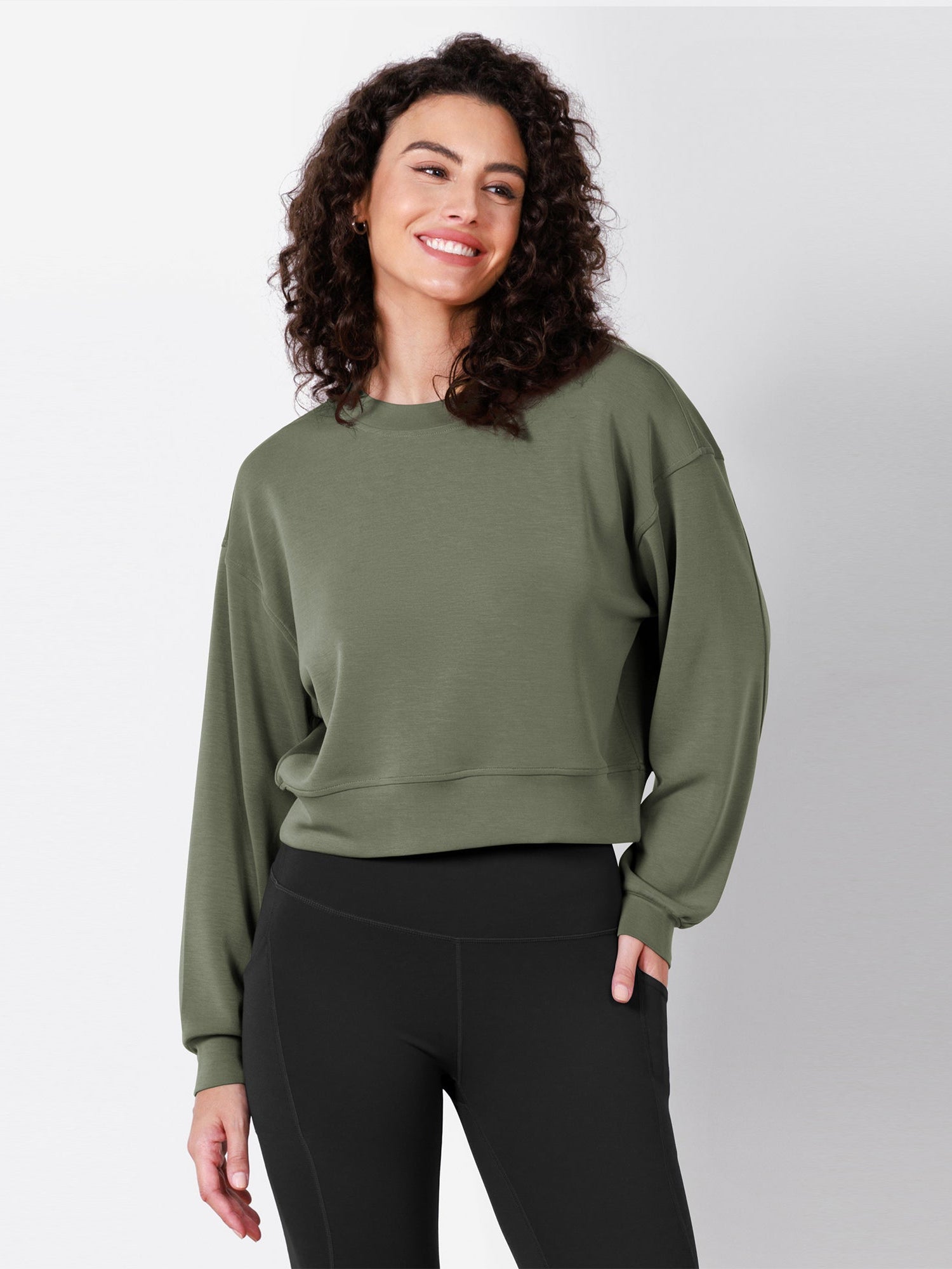 Modal Soft Long Sleeve Cropped Sweatshirts - ododos