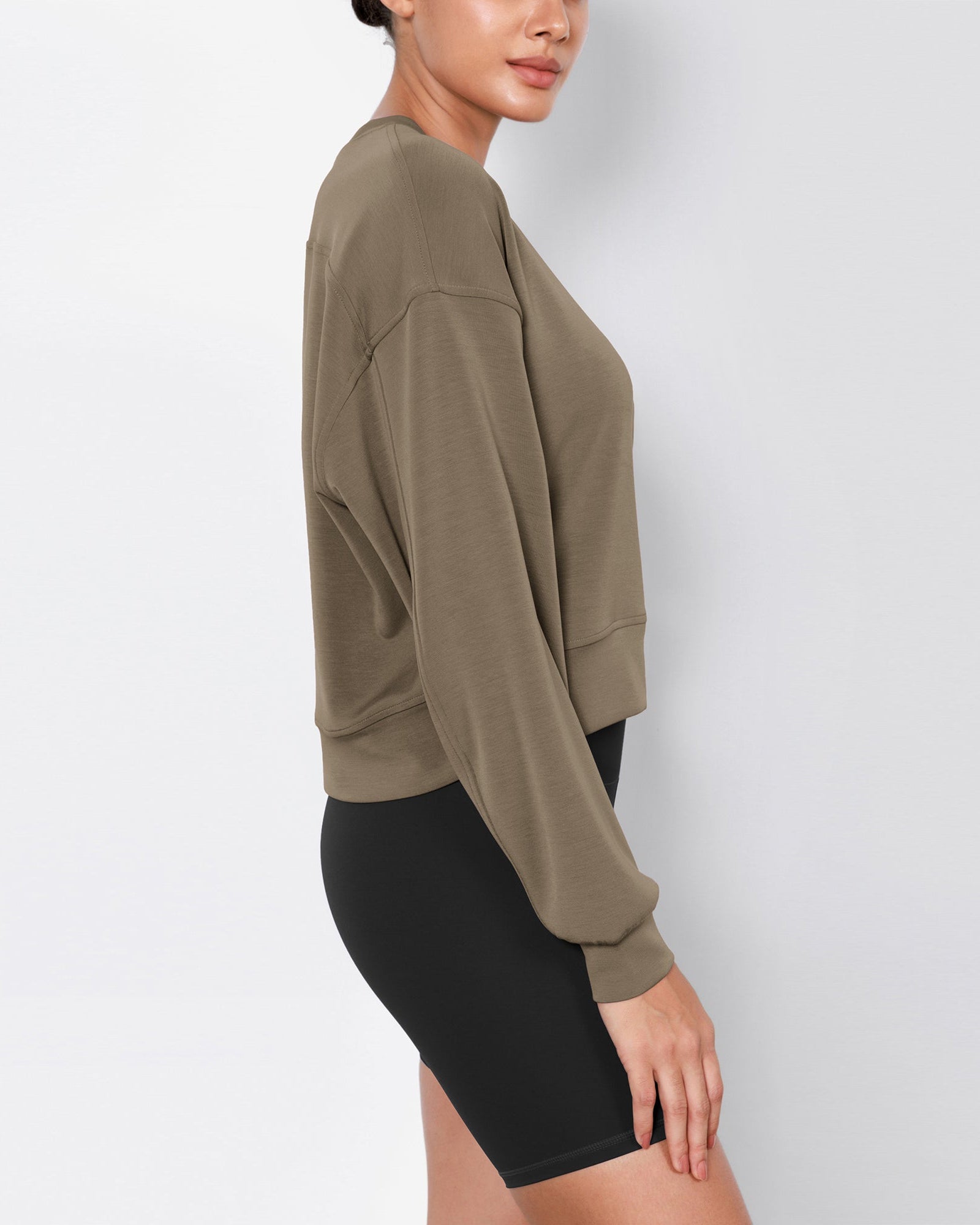 Modal Soft Long Sleeve Cropped Sweatshirts - ododos