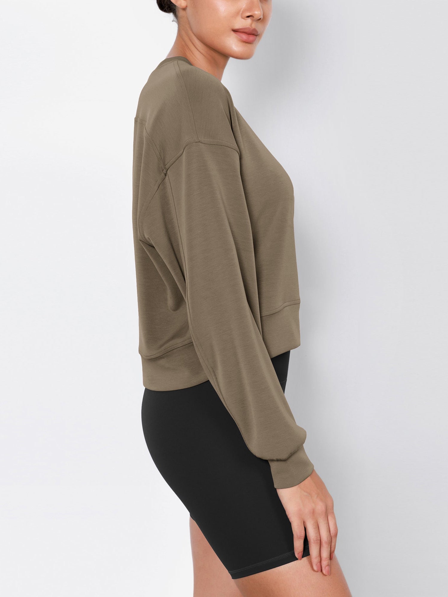 Modal Soft Long Sleeve Cropped Sweatshirts - ododos