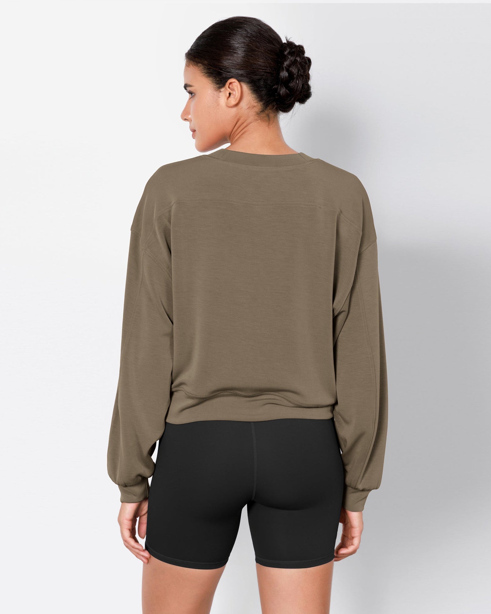 Modal Soft Long Sleeve Cropped Sweatshirts - ododos
