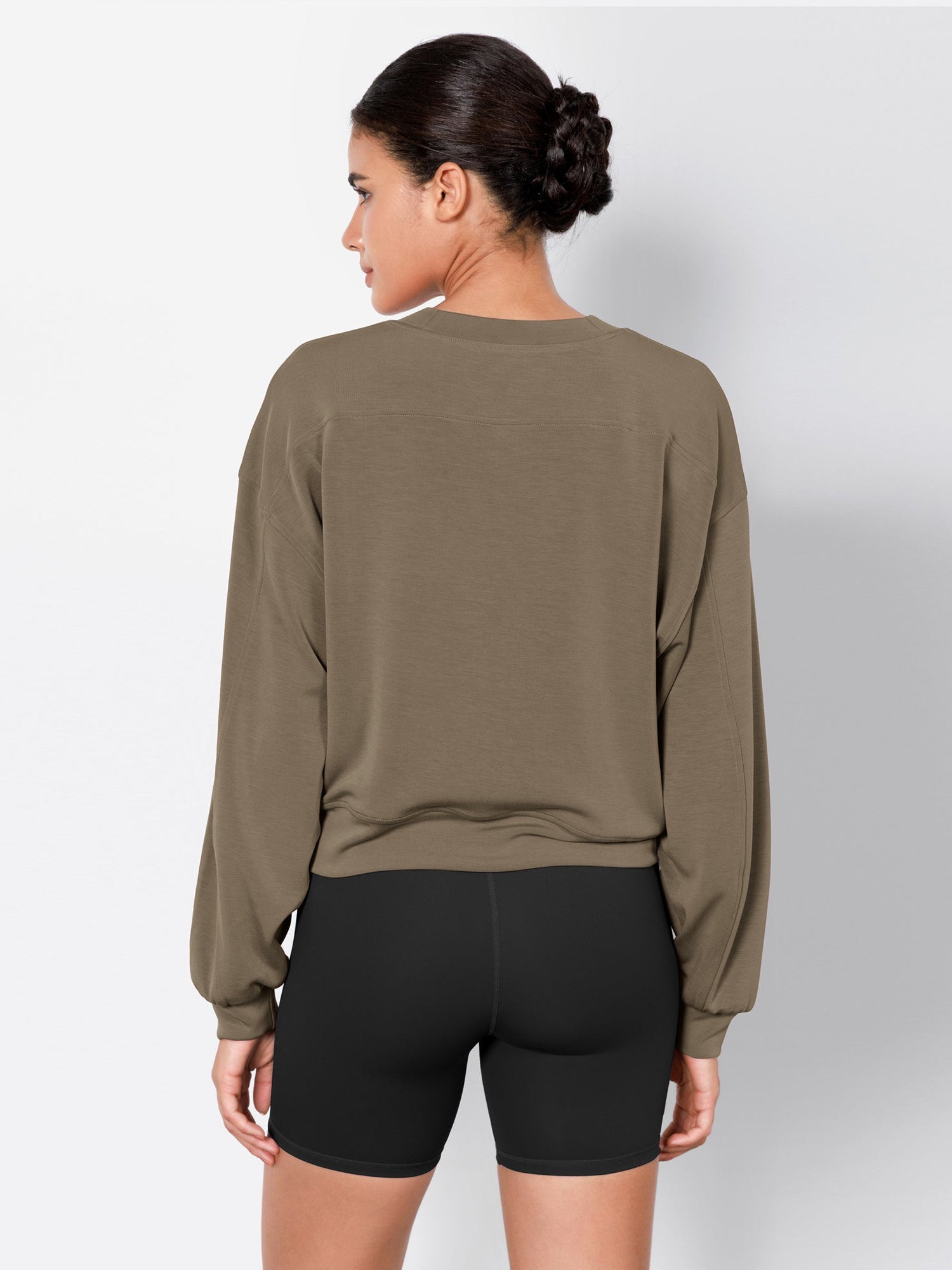 Modal Soft Long Sleeve Cropped Sweatshirts - ododos