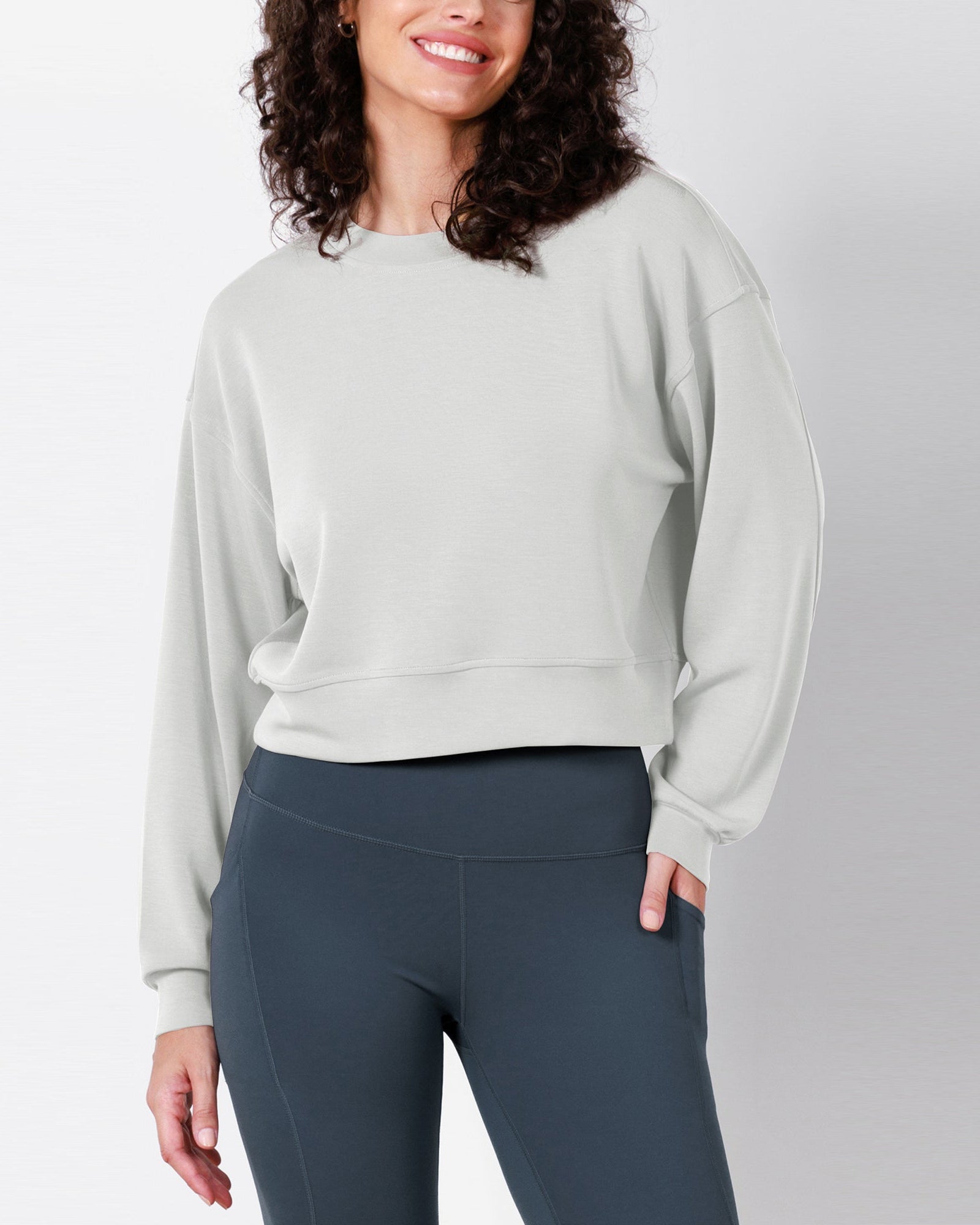Modal Soft Long Sleeve Cropped Sweatshirts - ododos