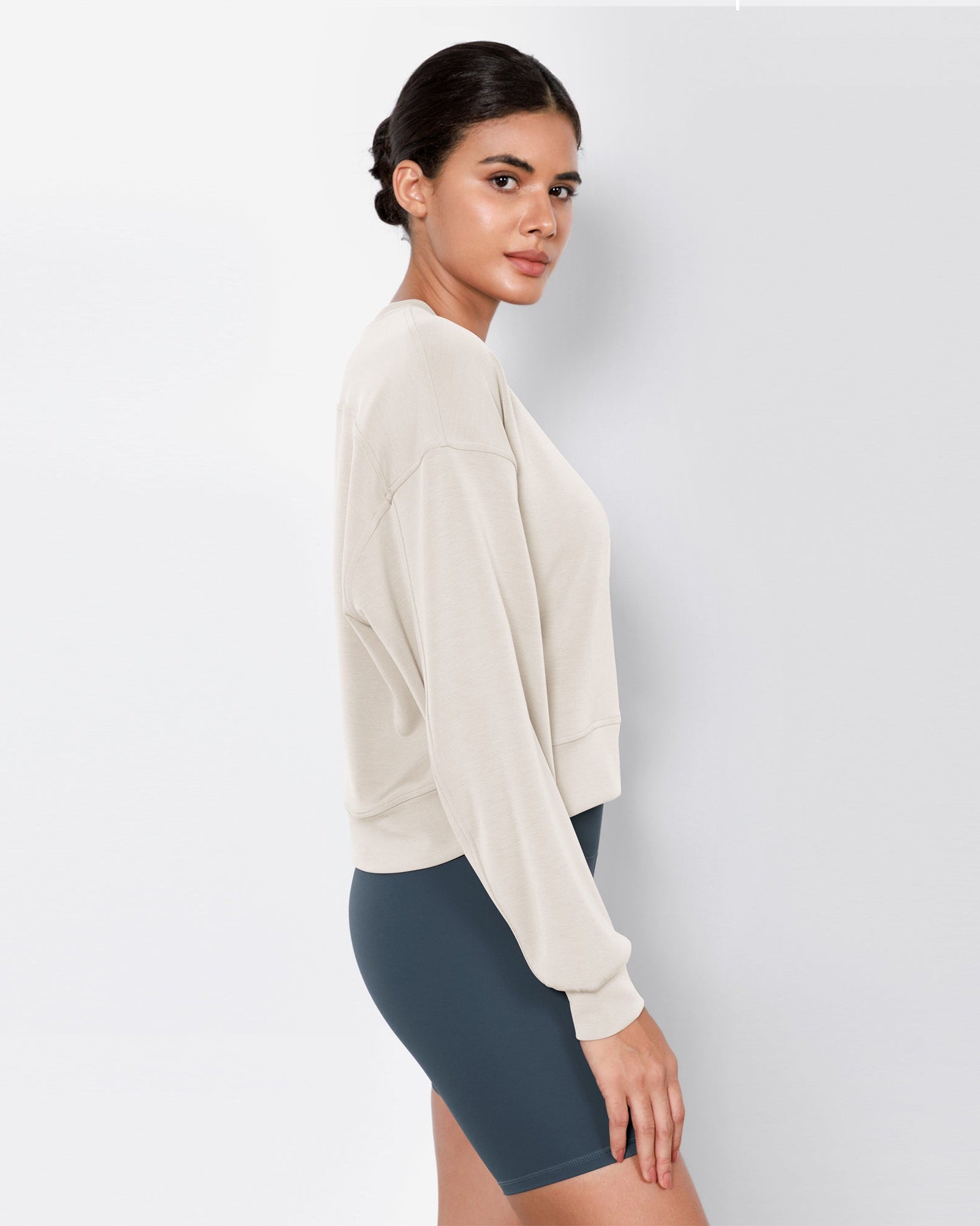 Modal Soft Long Sleeve Cropped Sweatshirts - ododos