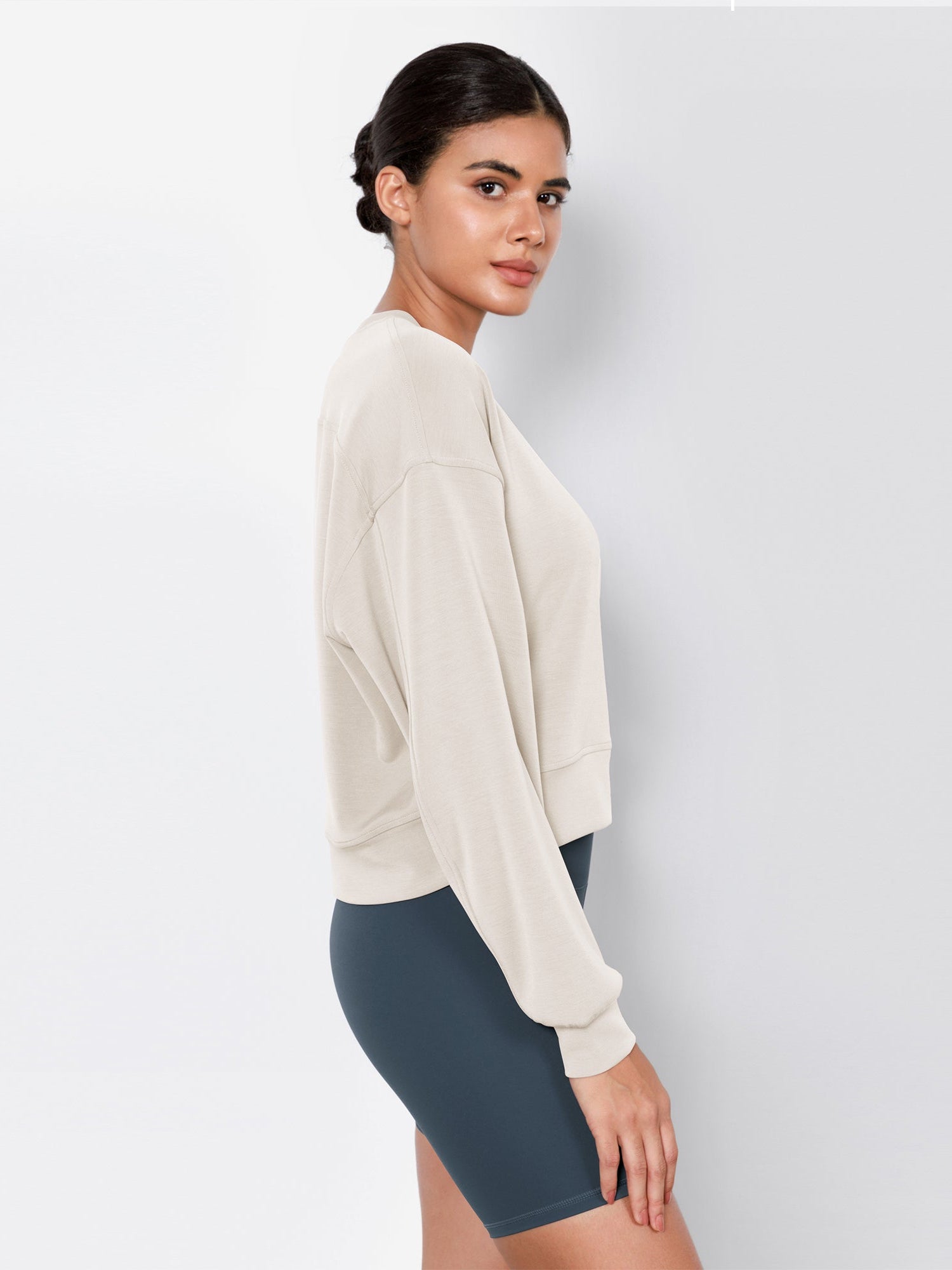 Modal Soft Long Sleeve Cropped Sweatshirts - ododos