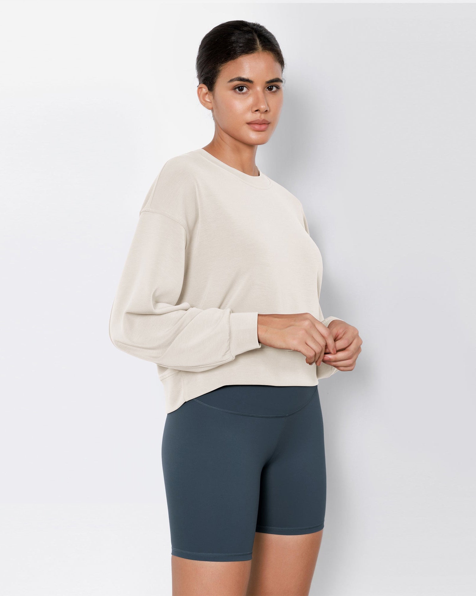 Modal Soft Long Sleeve Cropped Sweatshirts - ododos
