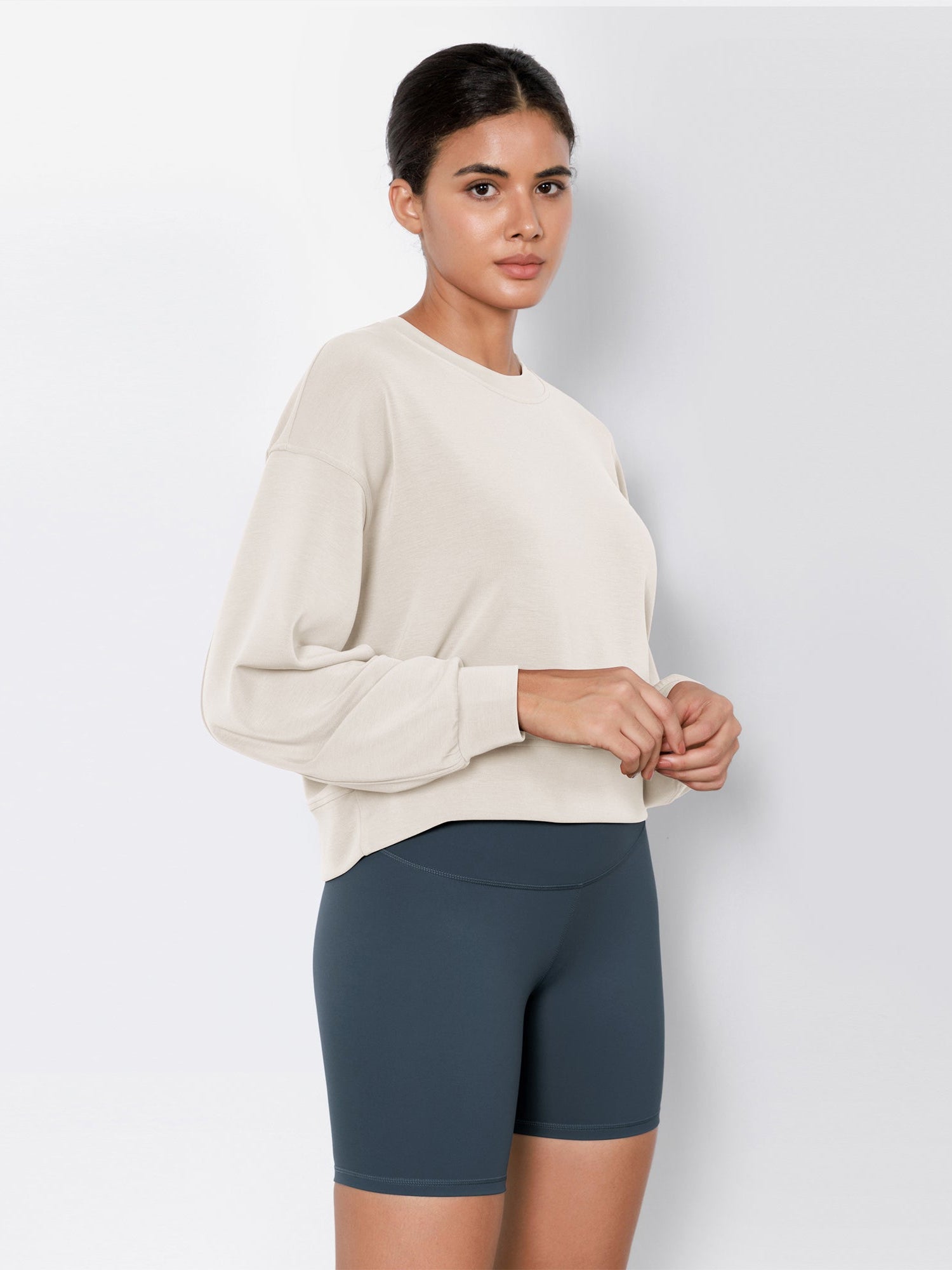 Modal Soft Long Sleeve Cropped Sweatshirts - ododos