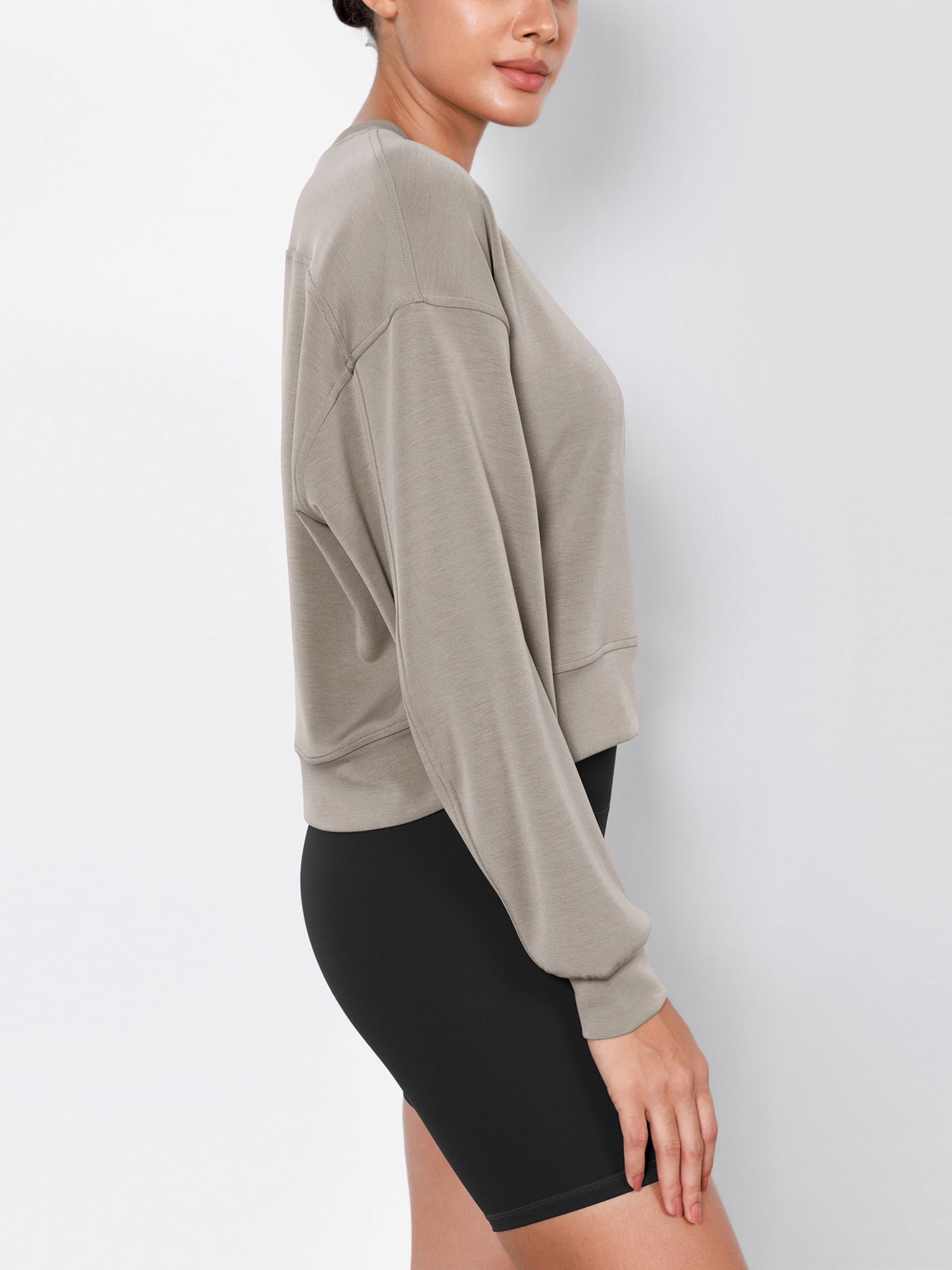 Modal Soft Long Sleeve Cropped Sweatshirts - ododos