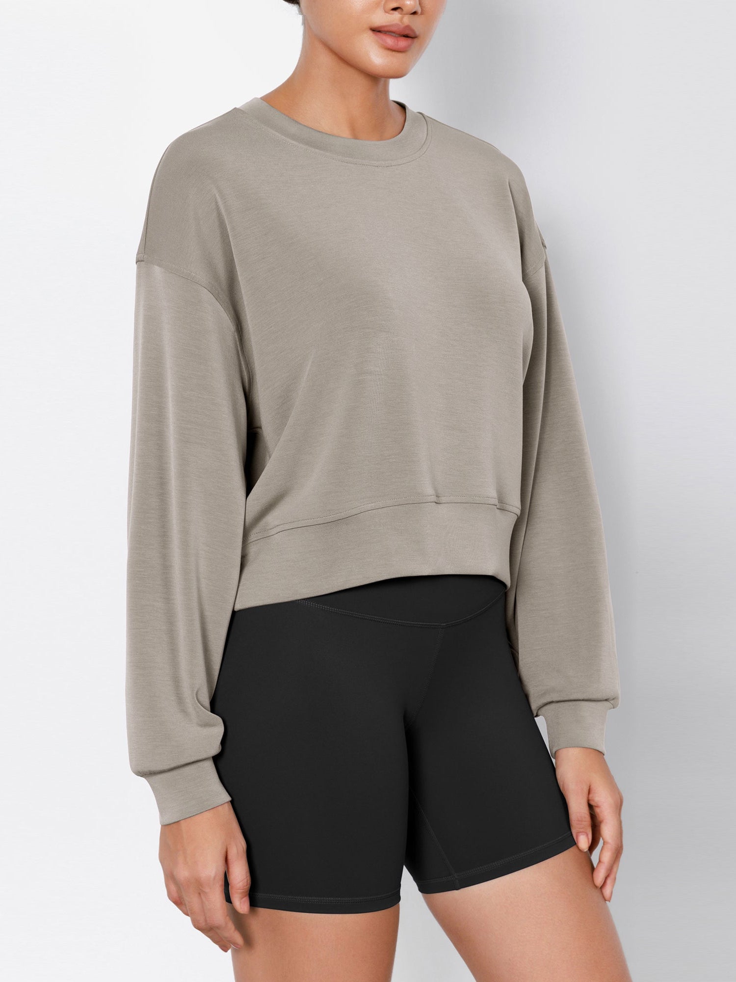 Modal Soft Long Sleeve Cropped Sweatshirts - ododos