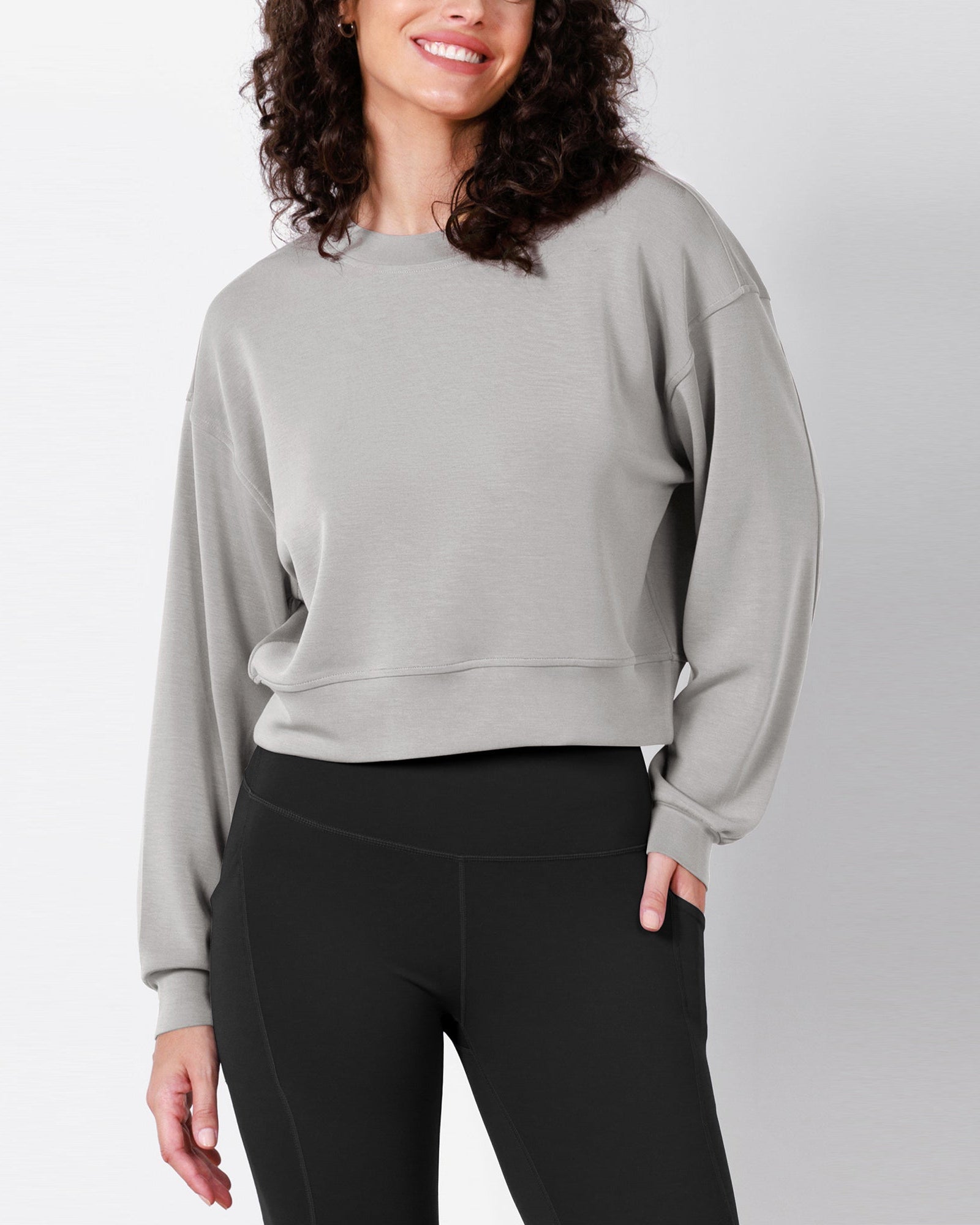 Modal Soft Long Sleeve Cropped Sweatshirts - ododos